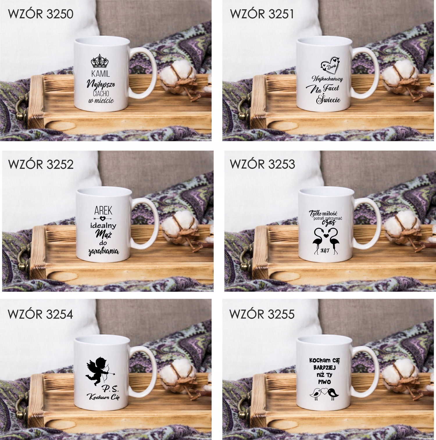 Kubek z nadrukiem DZIEŃ DOBRY KOCHAM CIĘ