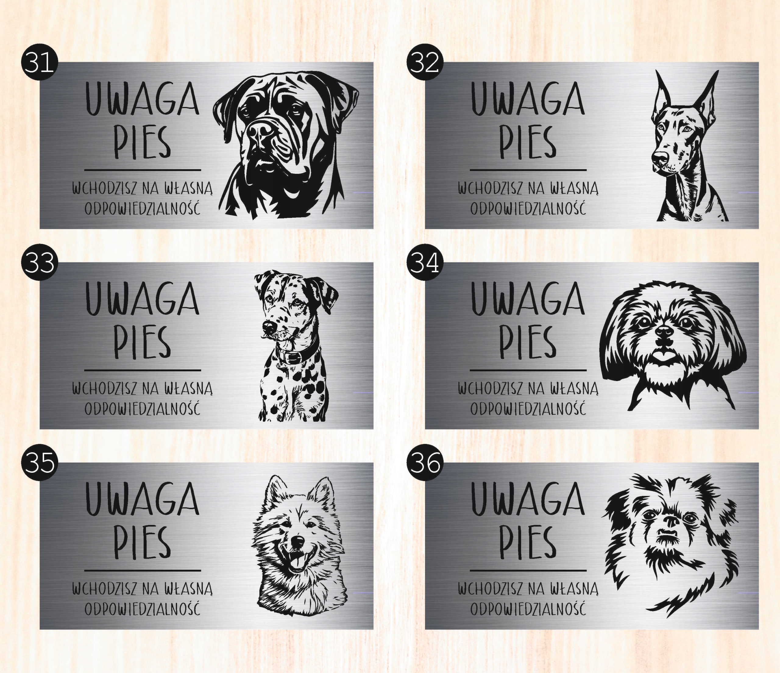 Tabliczka laminat 20x10 cm UWAGA PIES Jamnik Z GRAWEREM