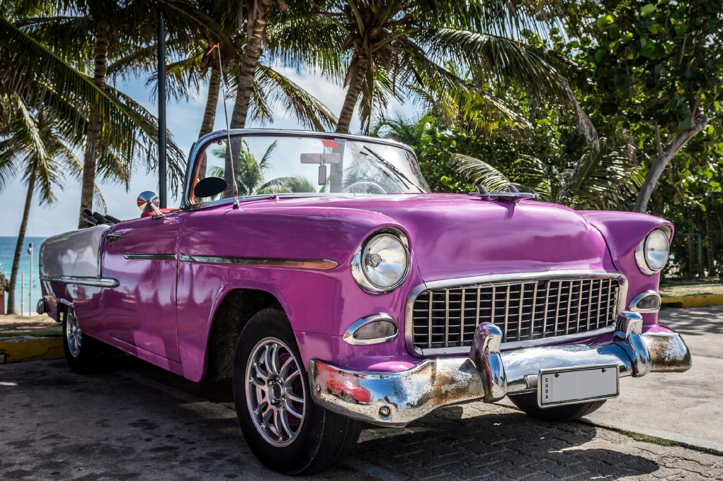 FOTOTAPETA SAMOCHÓD PLAŻA OCEAN MORZE PALMY