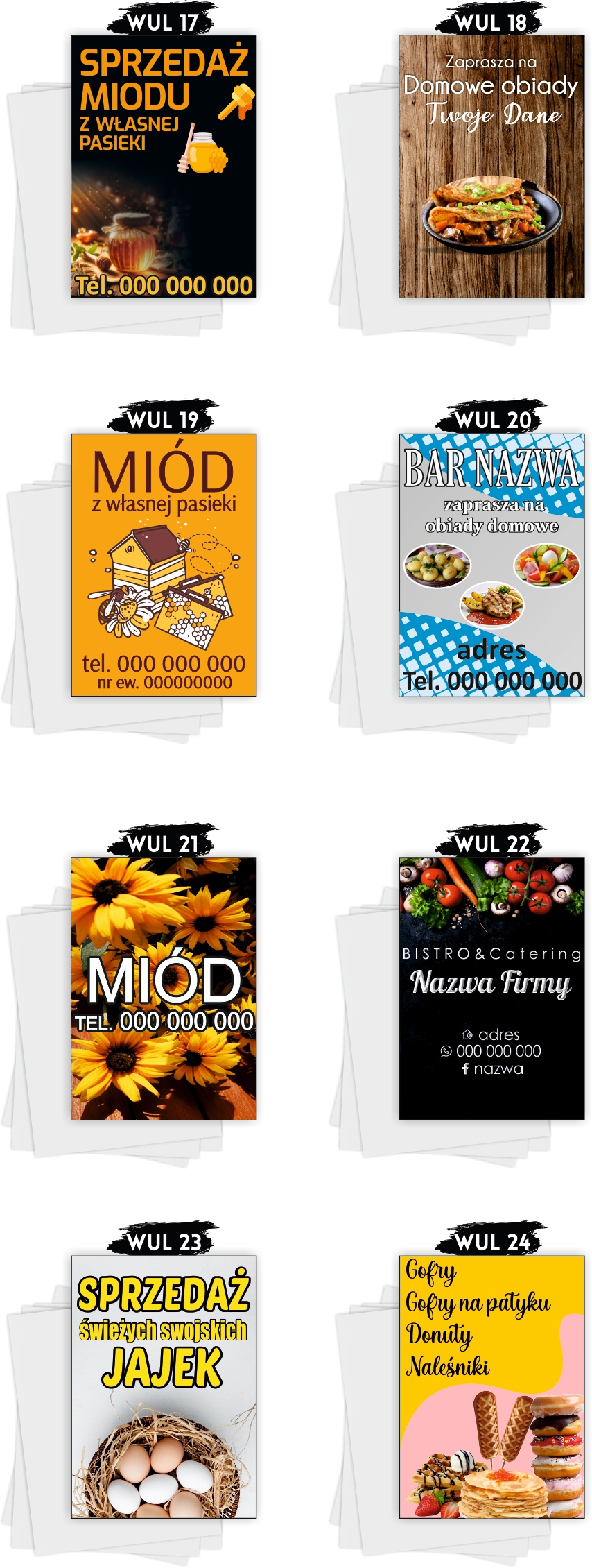 Ulotki A4 reklamowe firmowe 1000 sztuk wiele wzorów SPRZEDAŻ MIODU