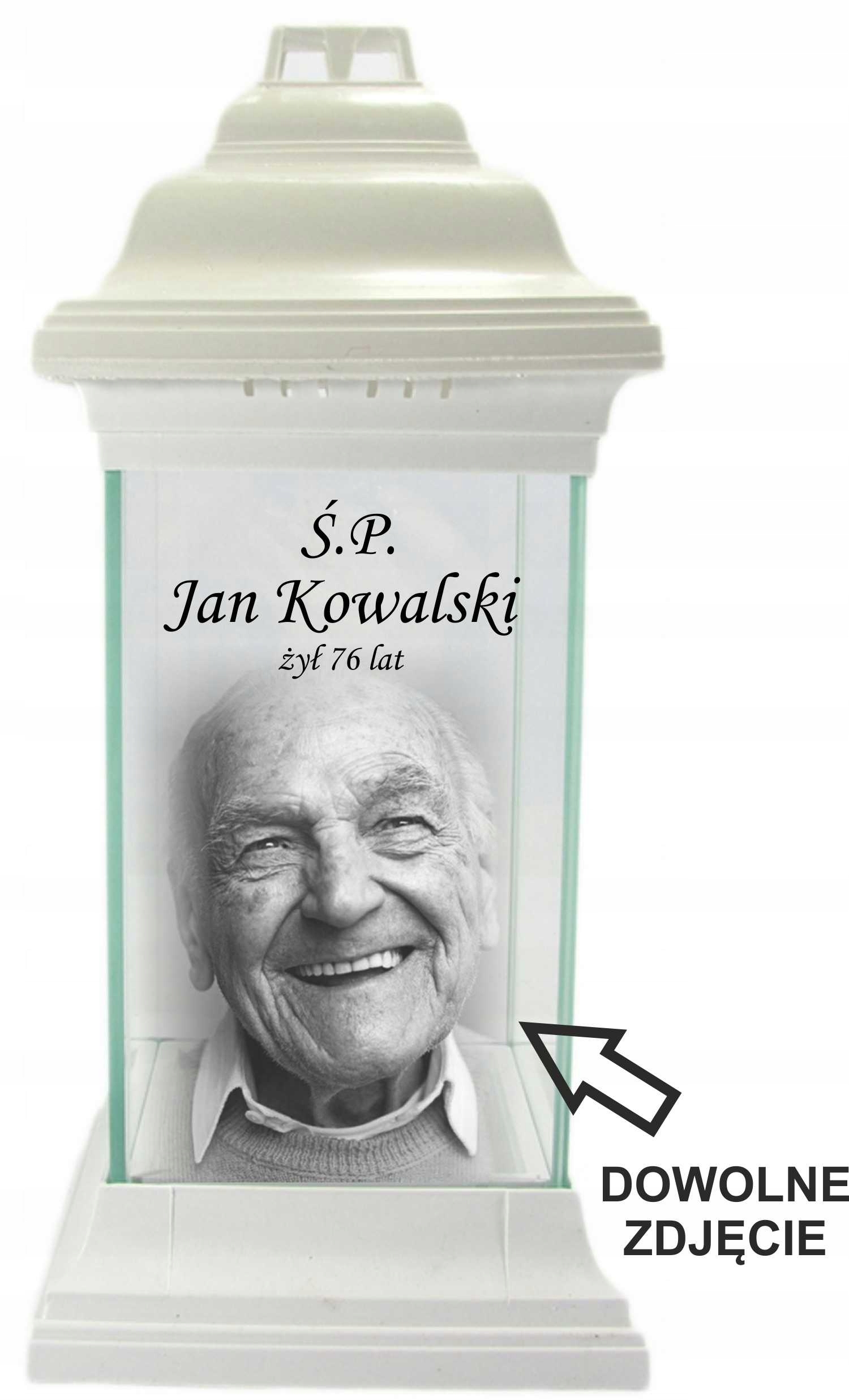 Znicz ze zdjęciem Twój tekst dedykacja grawer UV