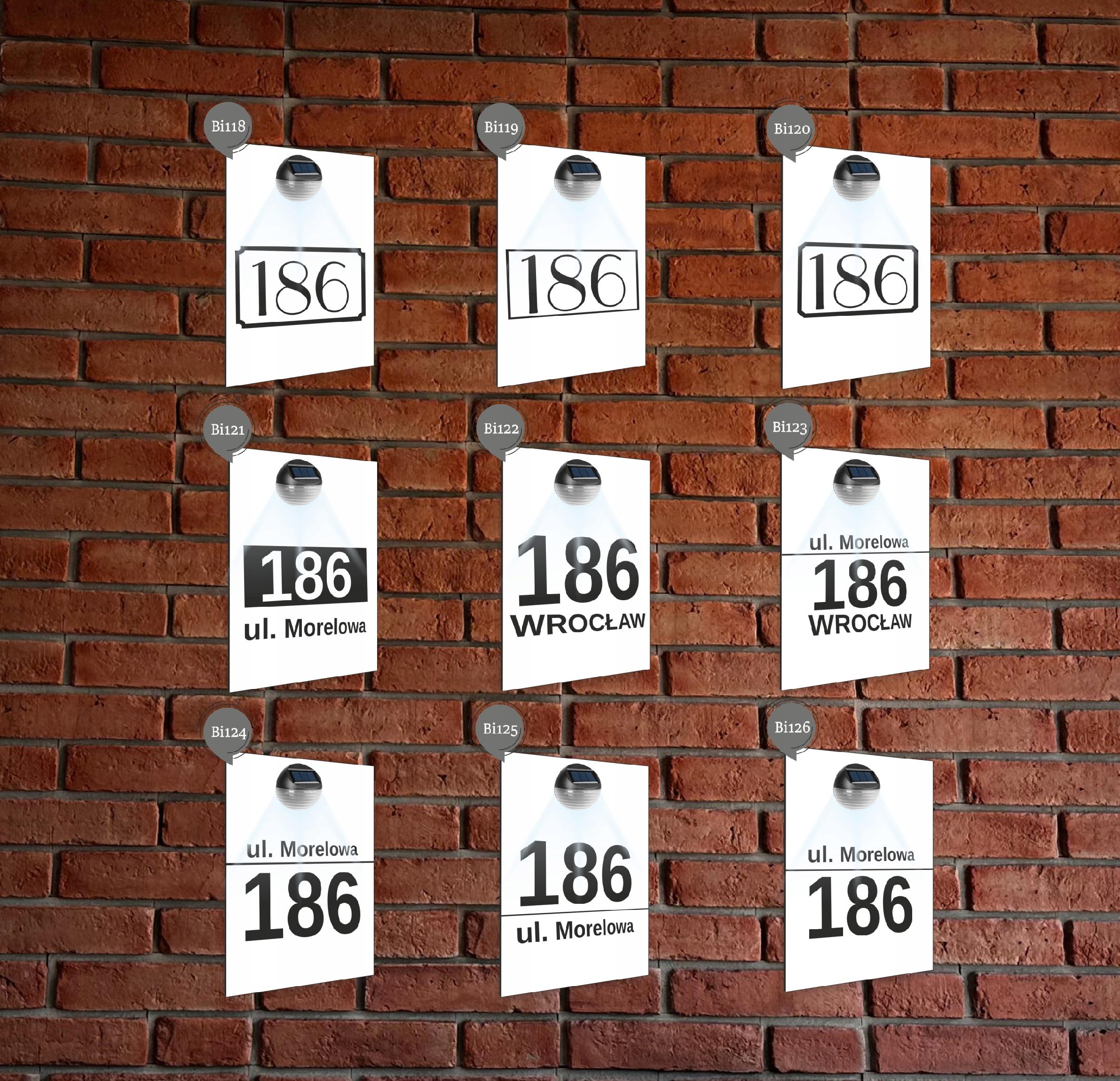 biała TABLICZKA ADRESOWA lampka led pionowa dibond numer domu 40x30