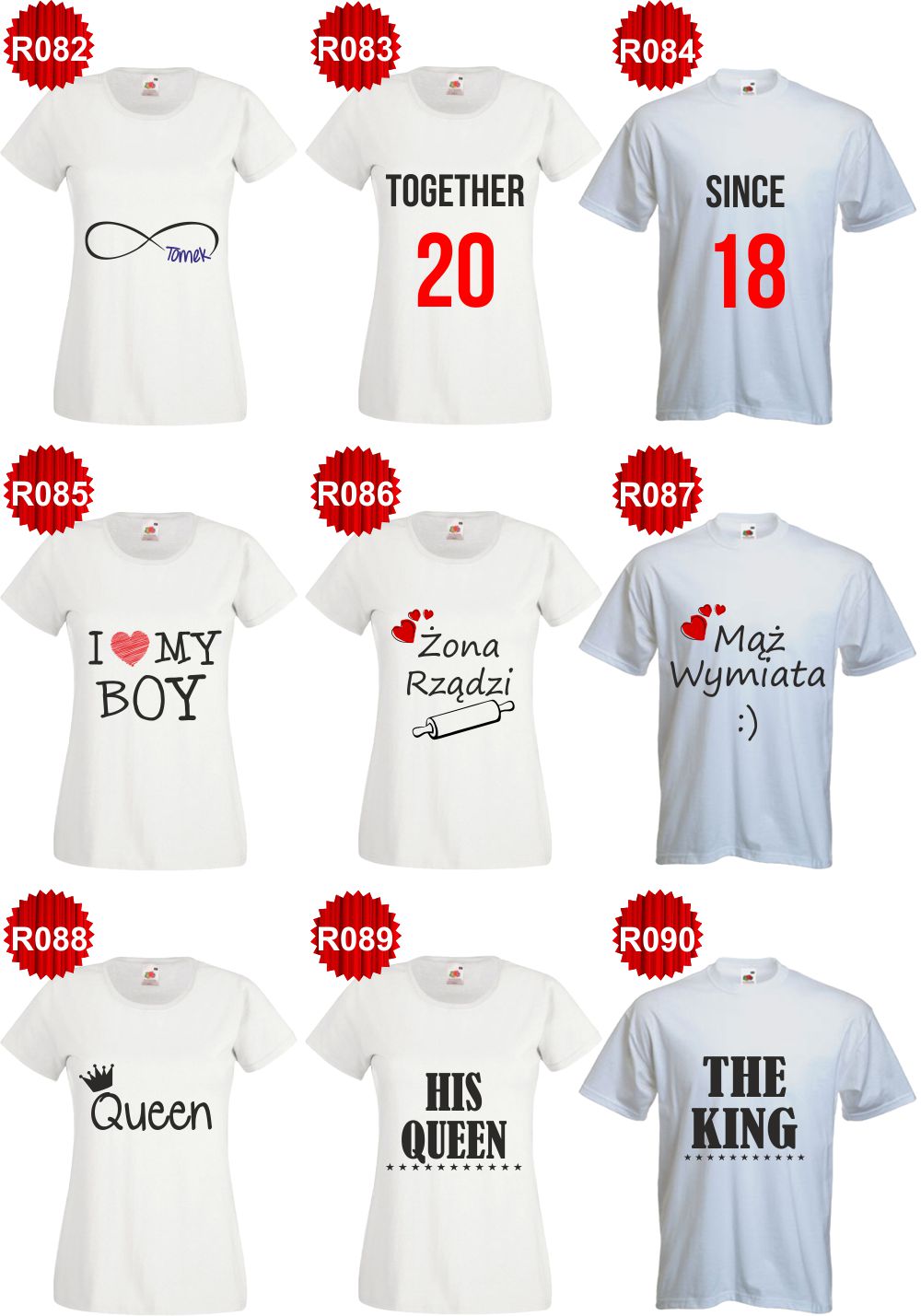 Koszulki dla PAR prezent dla zakochanych mąż żona