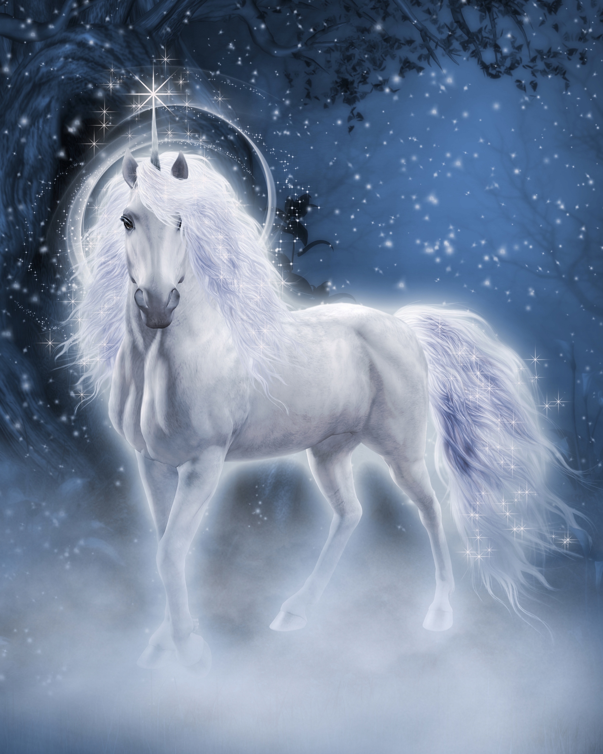FOTOTAPETA BIAŁY JEDNOROŻEC UNICORN WE MGLE