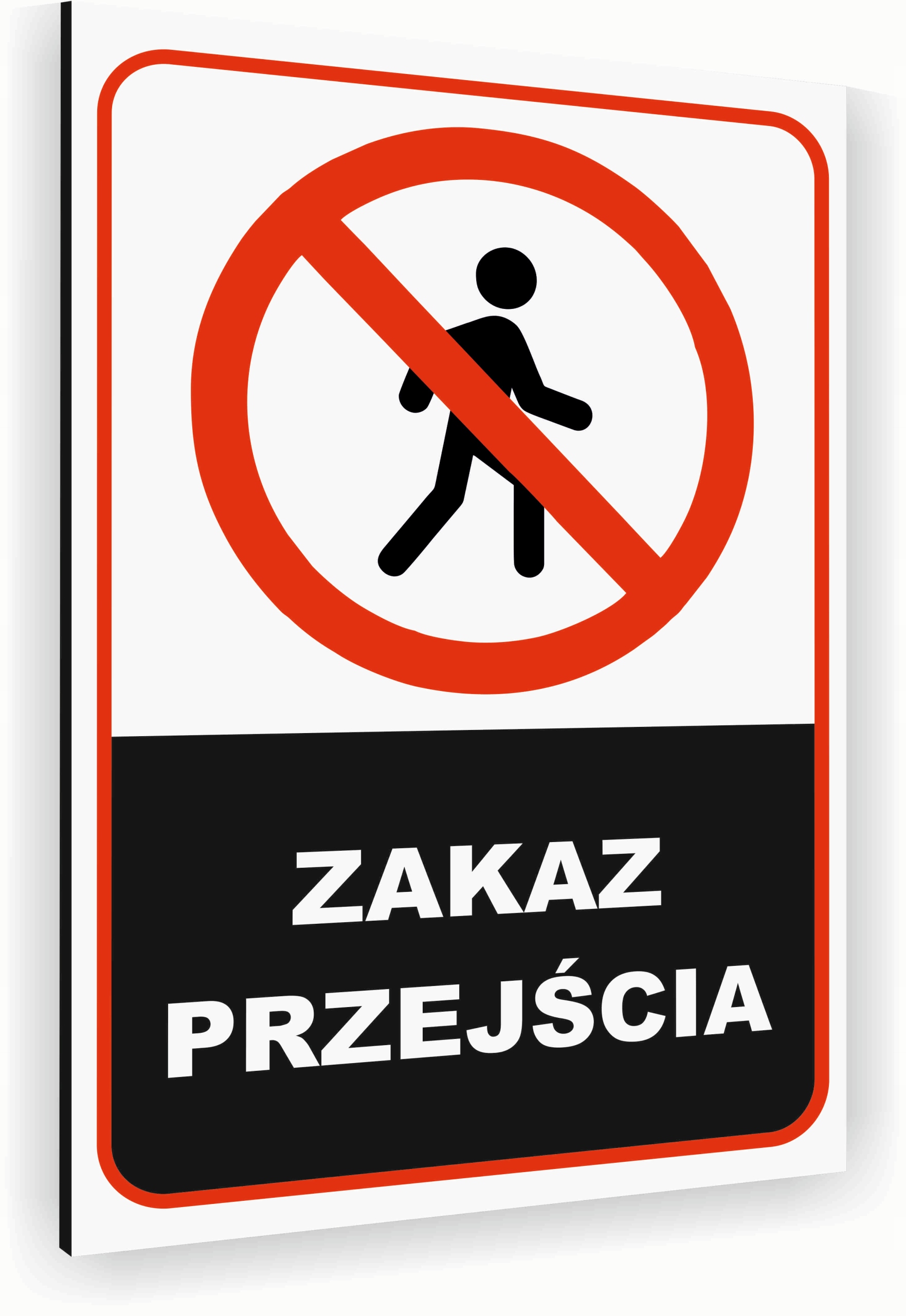 Tabliczka znak informacyjny 20x15 Biała ZAKAZ PRZEJŚCIA Nierdzewna