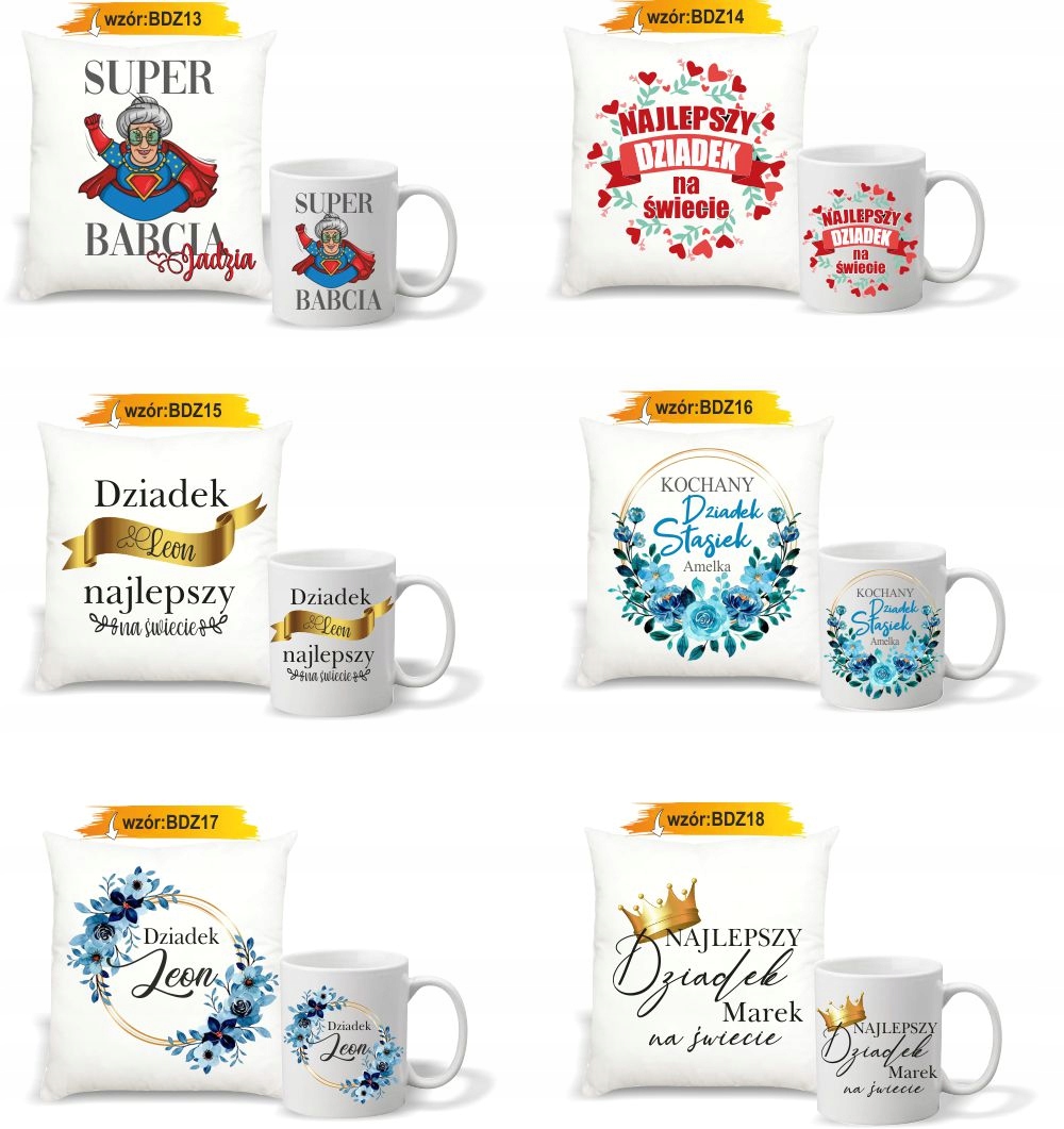 FOTO PODUSZKA KUBEK z życzeniami Dla BABCI DZIEŃ
