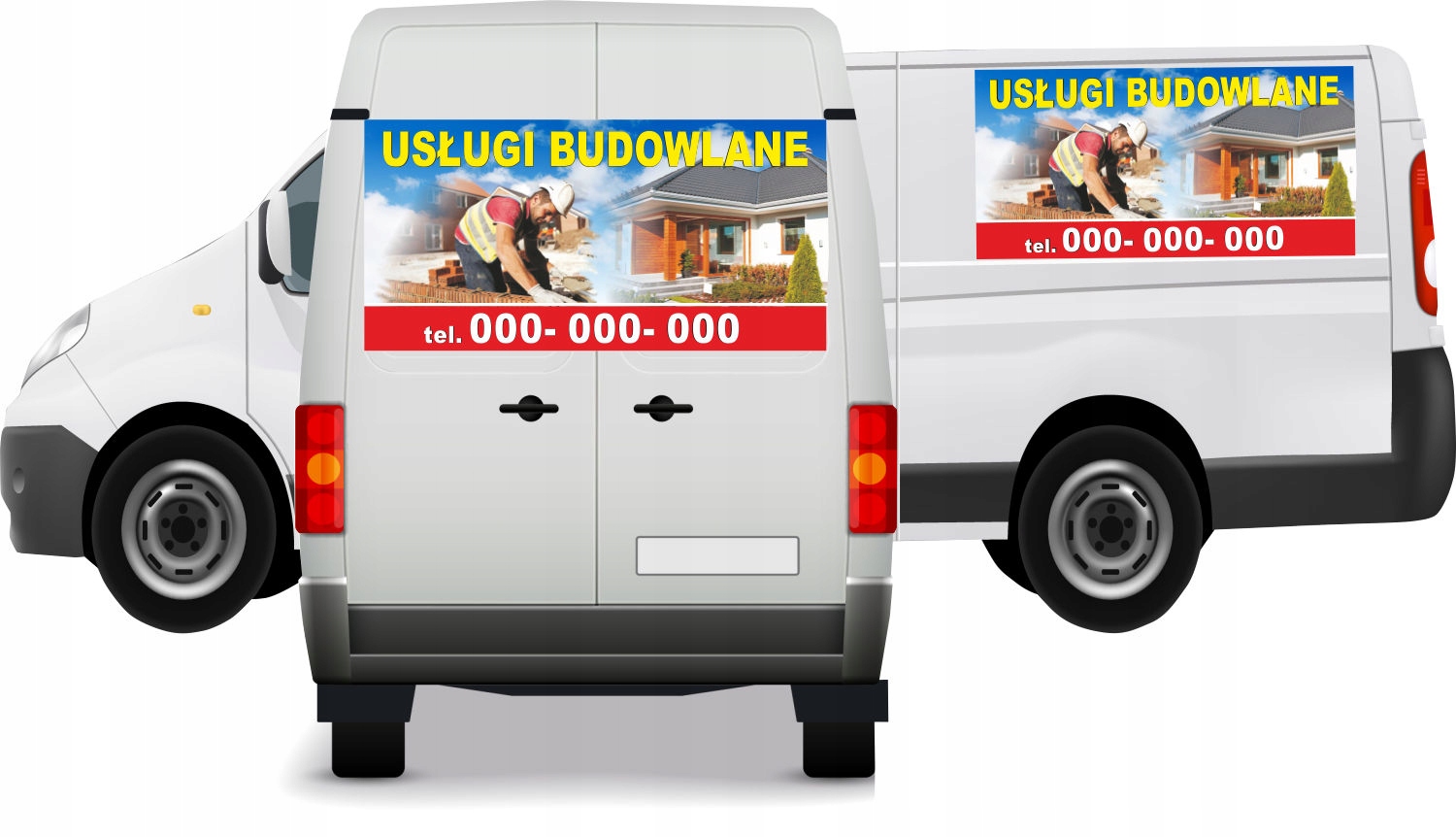 Reklama Naklejka na samochód USŁUGI BUDOWLANE