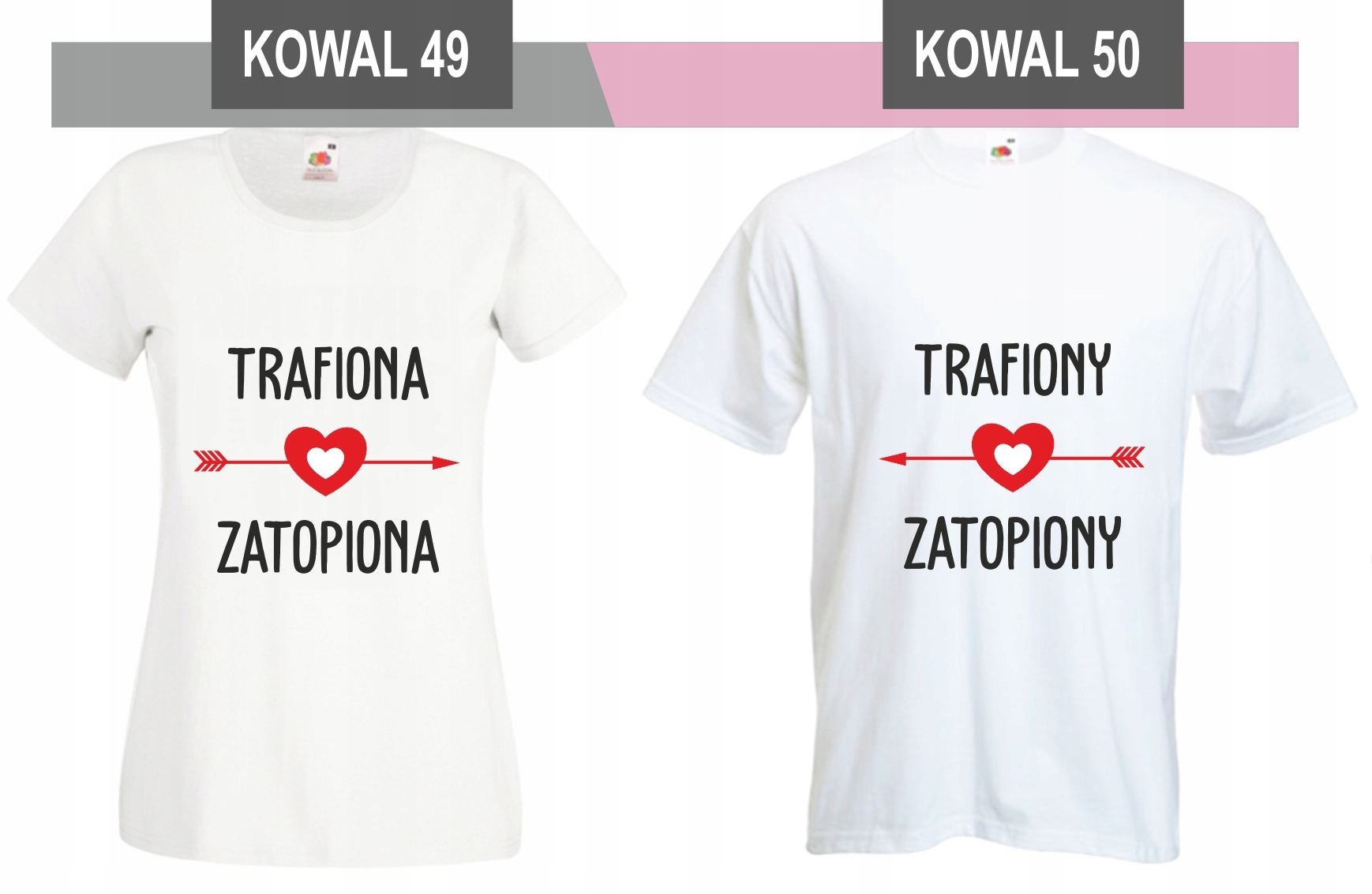 KOSZULKA z nadrukiem WALENTYNKI trafiona zatopiona