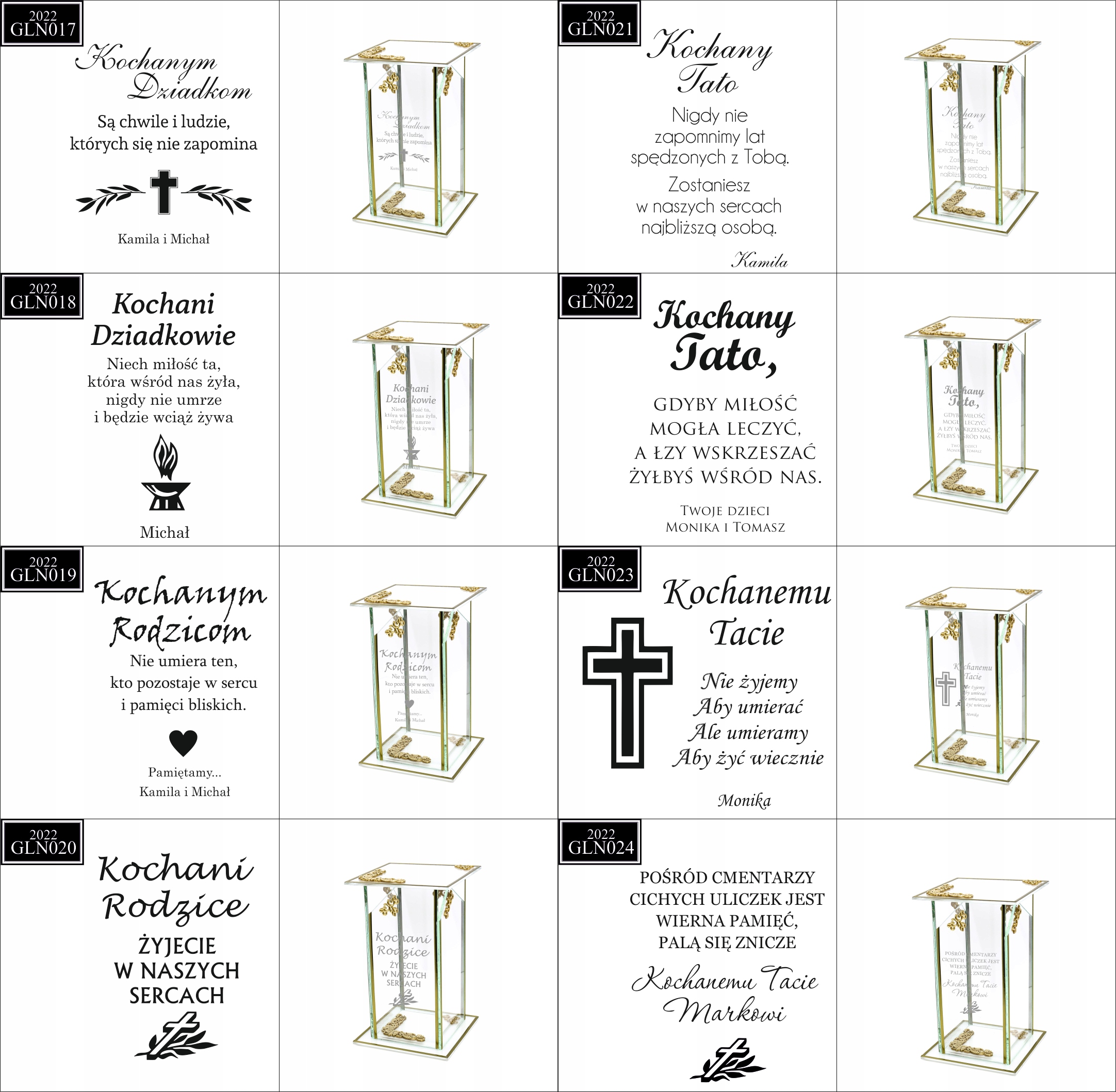 Ekskluzywny znicz szklany złoto biały PERSONALIZOWANY GRAWER dla SYNA