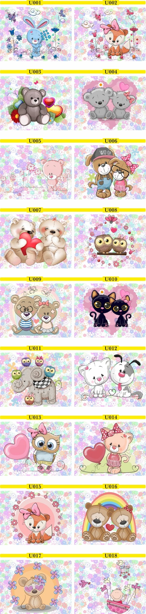 Plakat dziecięce wzory DRUK plakatów misie sówki