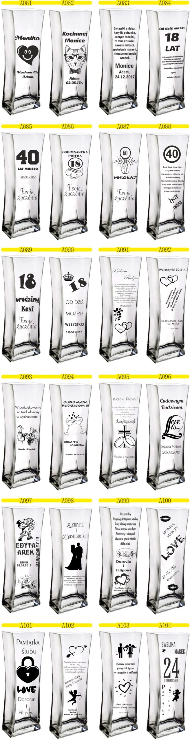 Wazon z grawerem na rocznica ślubu 10,20,30,40,50