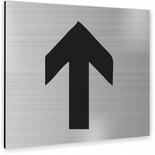 Tabliczka STRZAŁKA W GÓRĘ SREBRNA Tablica nierdzewna PIKTOGRAM ALUMINIUM