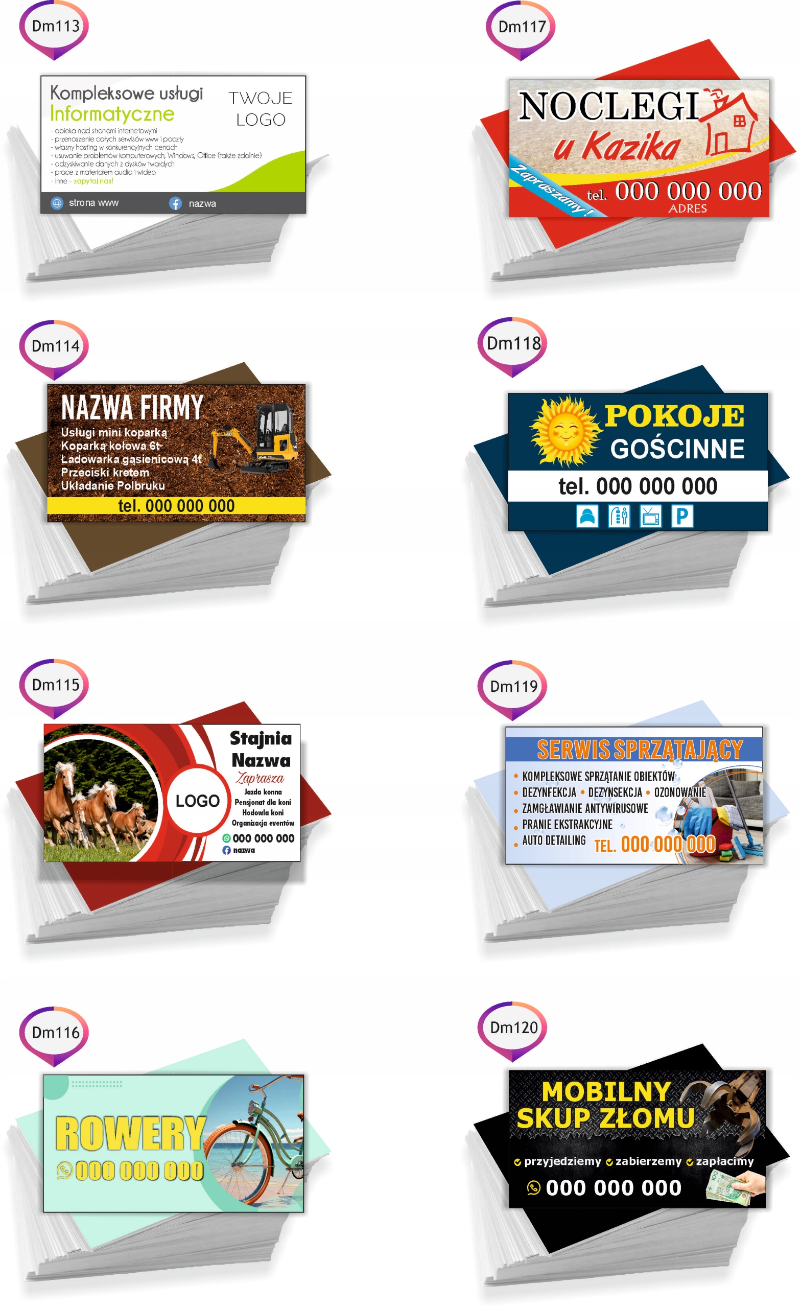 Wizytówki reklamowe firmowe 200 szt różne wzory WYKOŃCZENIA WNĘTRZ