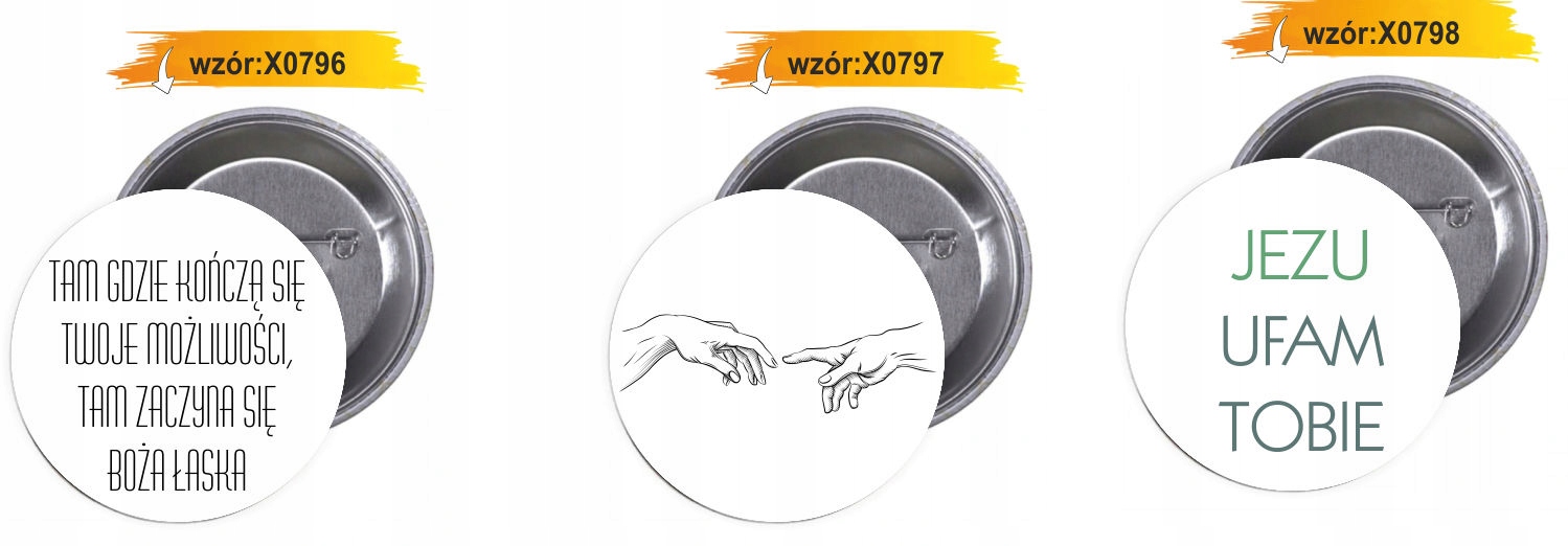 Przypinki buttony RELIGIJNE - BY KAŻDY WIARĄ