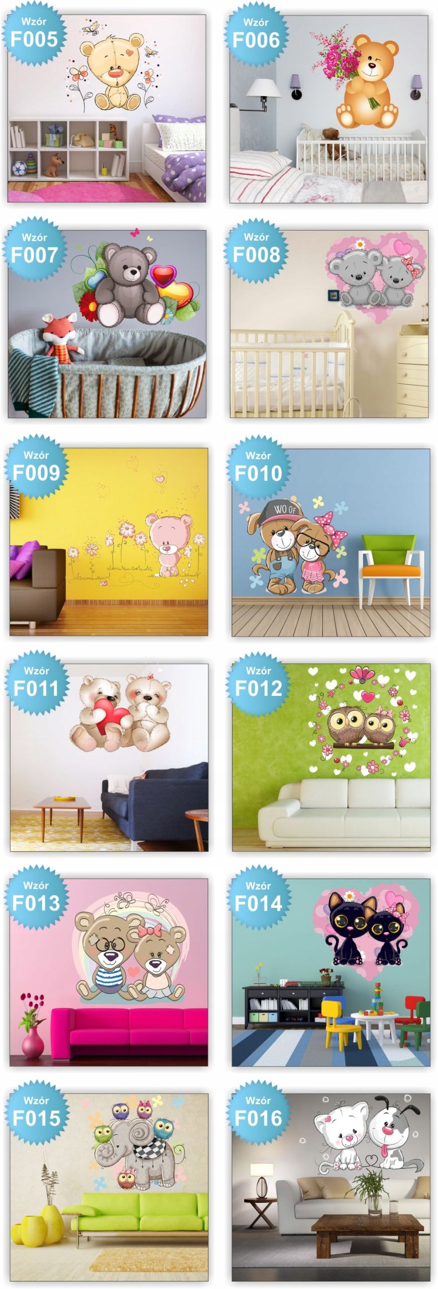 NAKLEJKA samoprzylepna zebra tęcza misie ŁADNE