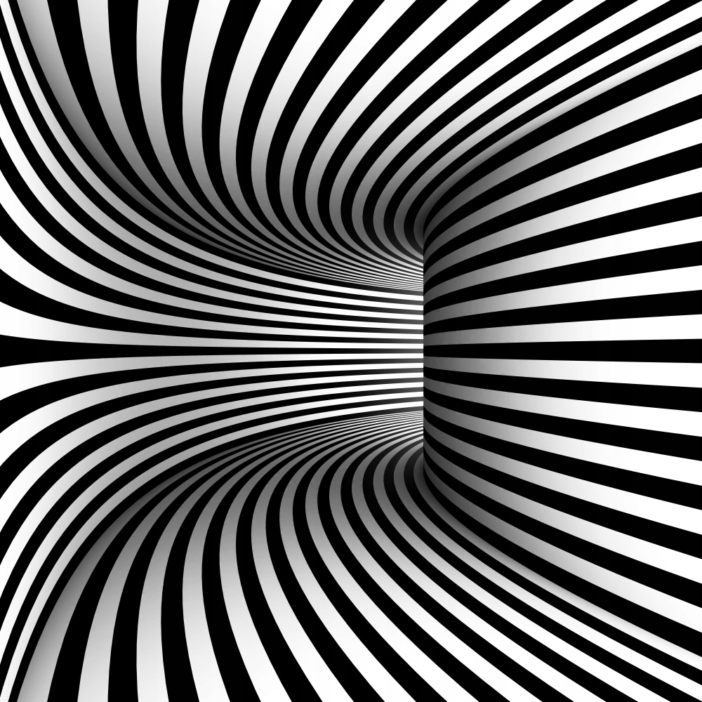 FOTOTAPETA ABSTRAKCJA TUNEL CZERŃ BIELPASY 3D