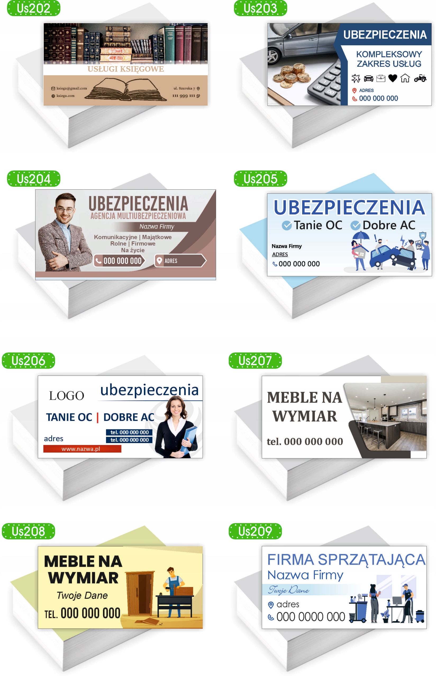 Wizytówki firmowe Foliowane 1000szt różne wzory KWIACIARNIA KWIATY