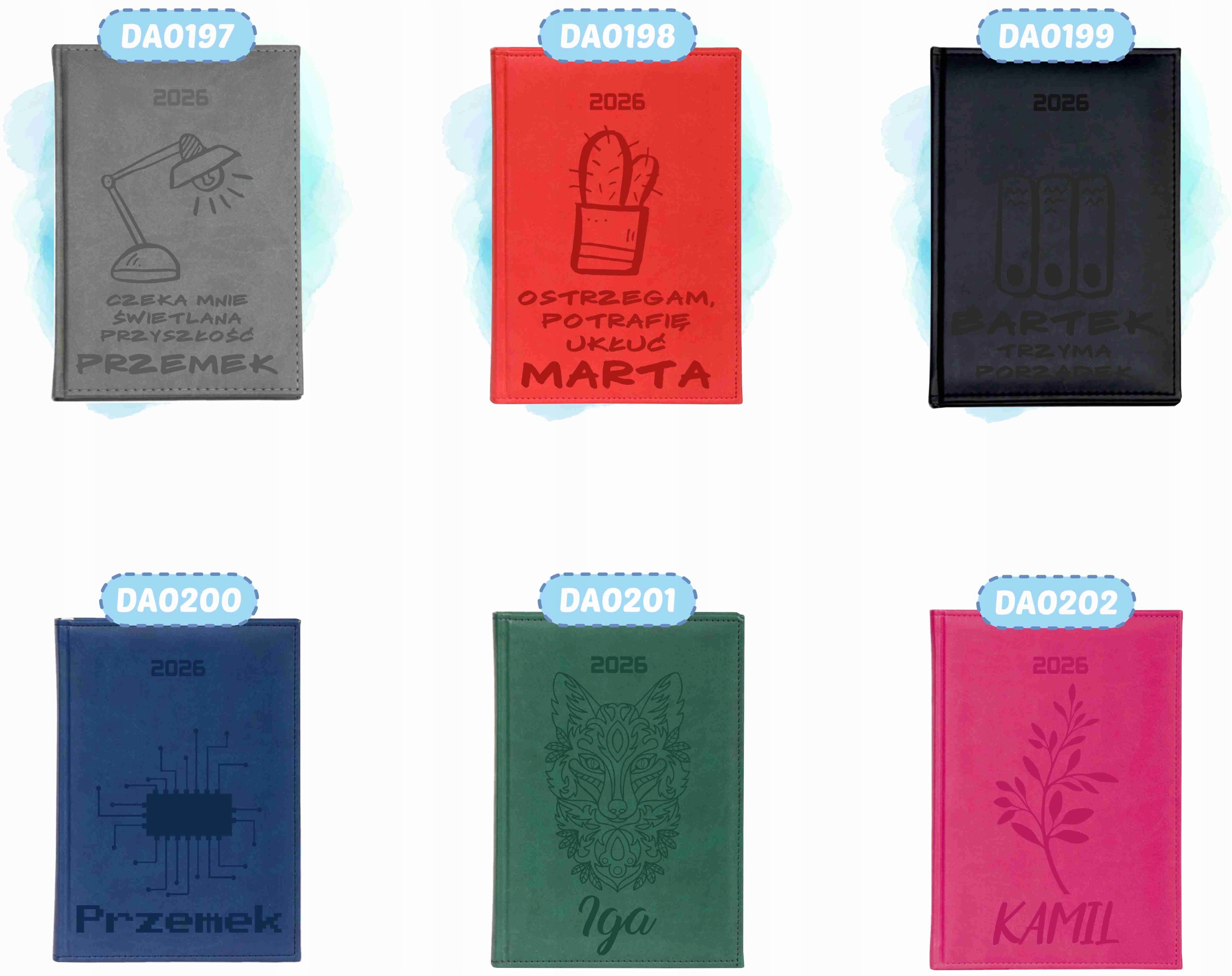 Kalendarz KIESZONKOWY A6 2026 dużo wzorów Planer PREZENT + NAPIS