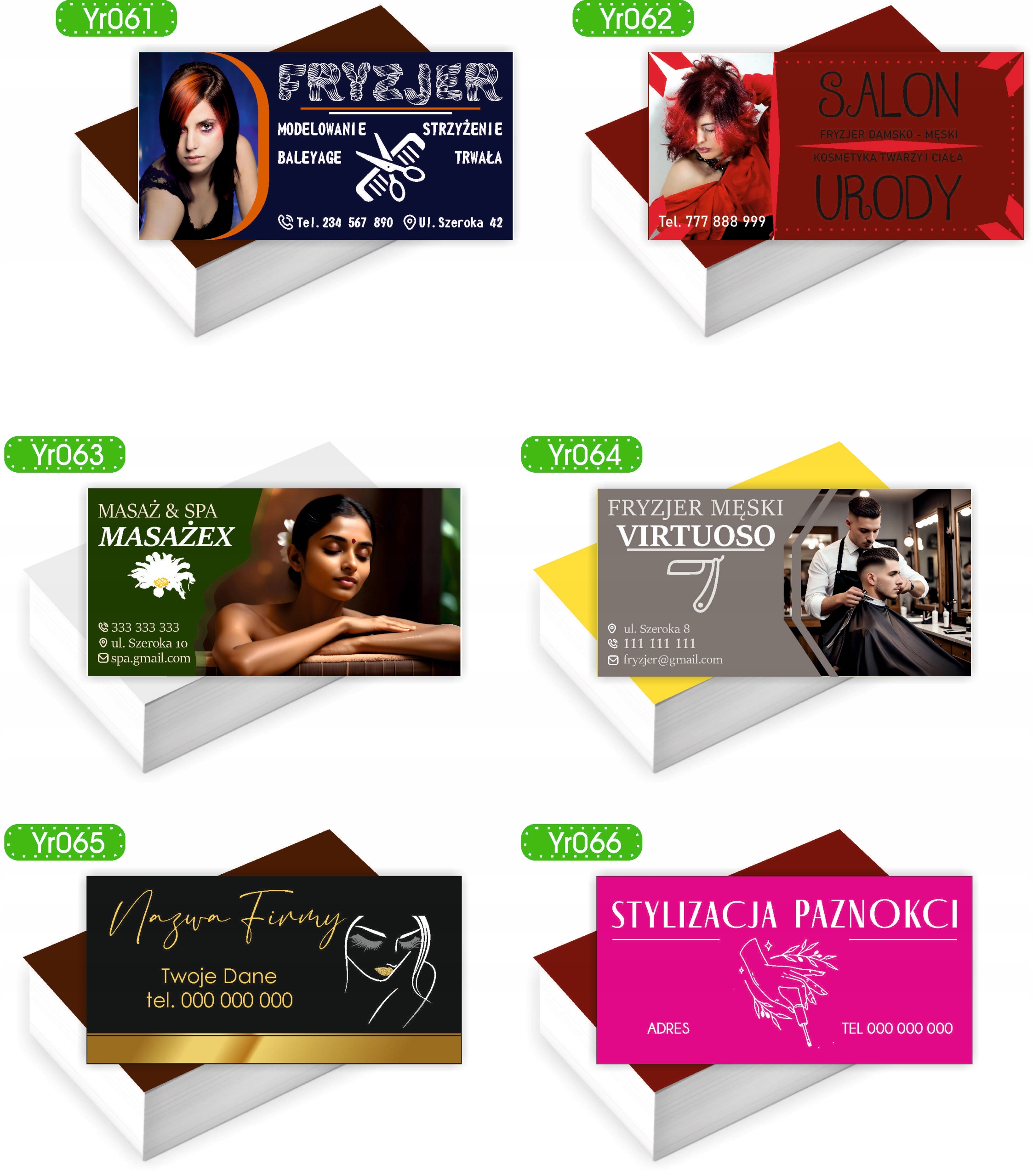 Wizytówki firmowe reklamowe 100szt SALON URODY duży wybór wzorów