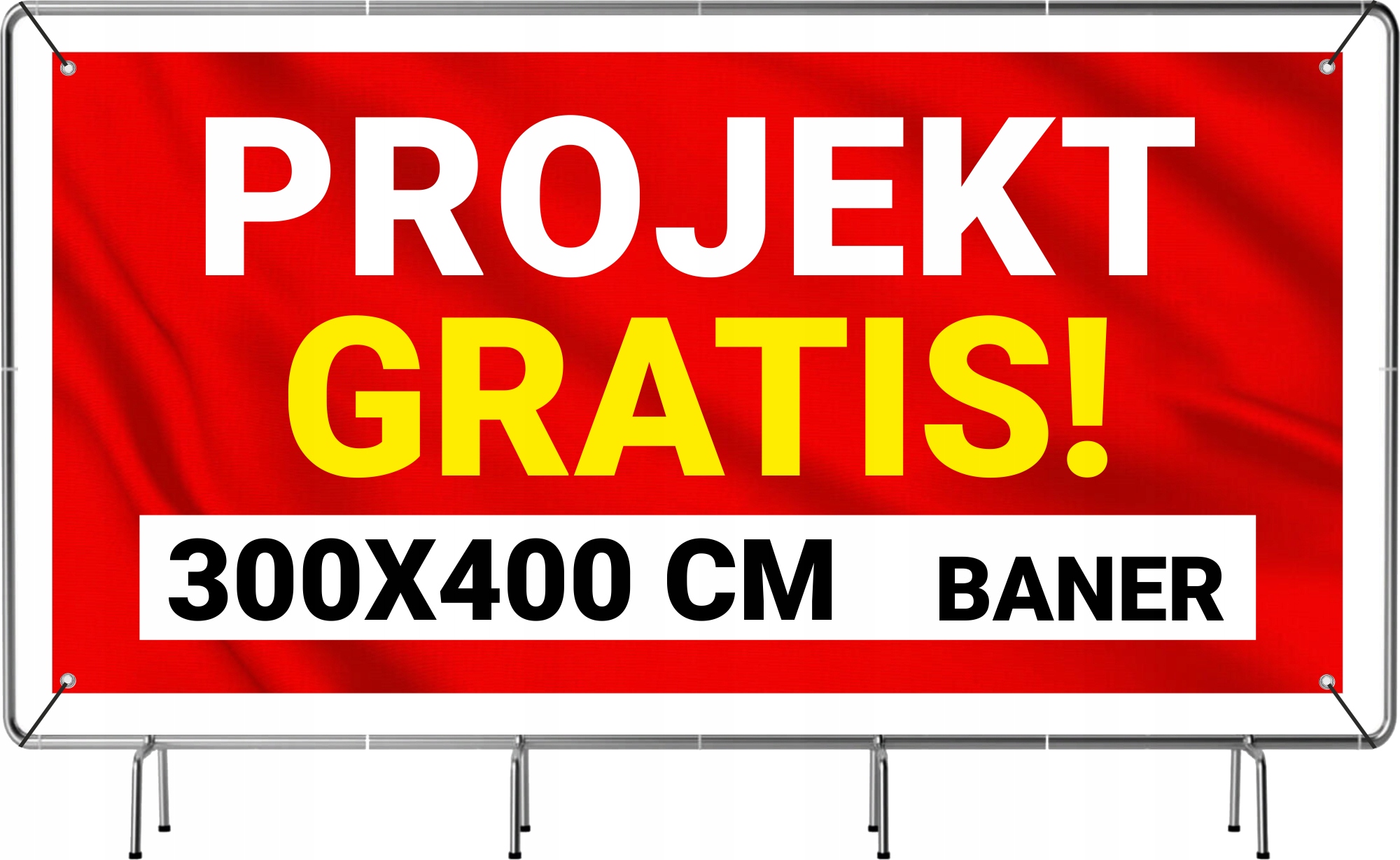 SOLIDNY BANER REKLAMOWY plandeka 300X400 cm LAKIER UV PROJEKT GRATIS