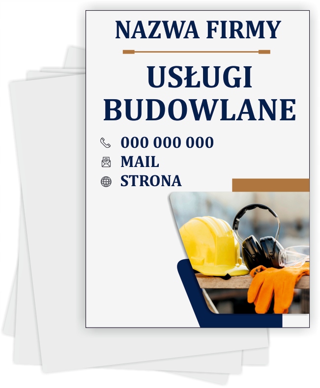 ulotki A6 reklamowe firmowe 100 szt różne wzory USŁUGI BUDOWLANE
