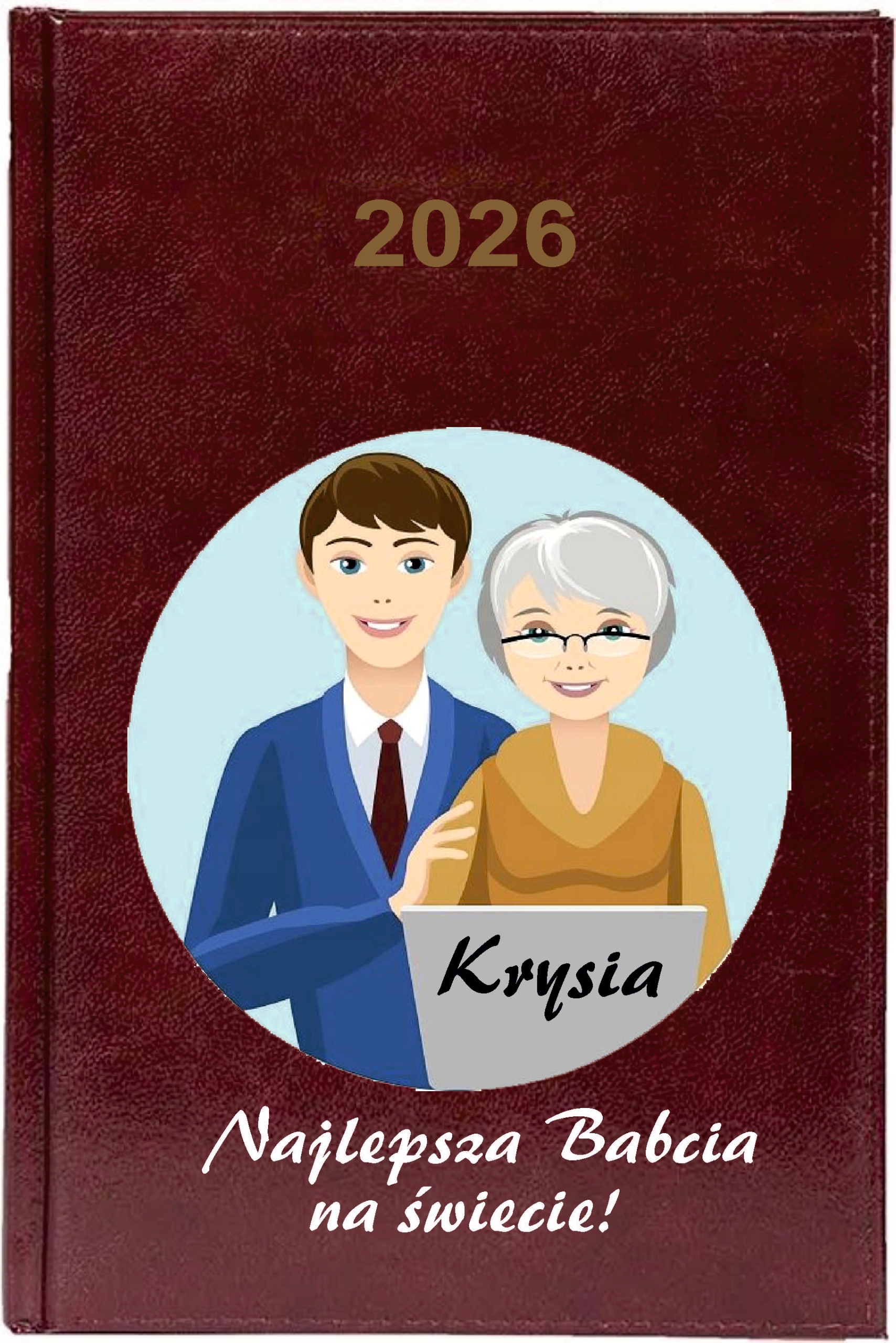 KALENDARZ TYGODNIOWY Terminarz A5 2026 z imieniem Babci - idealny prezent