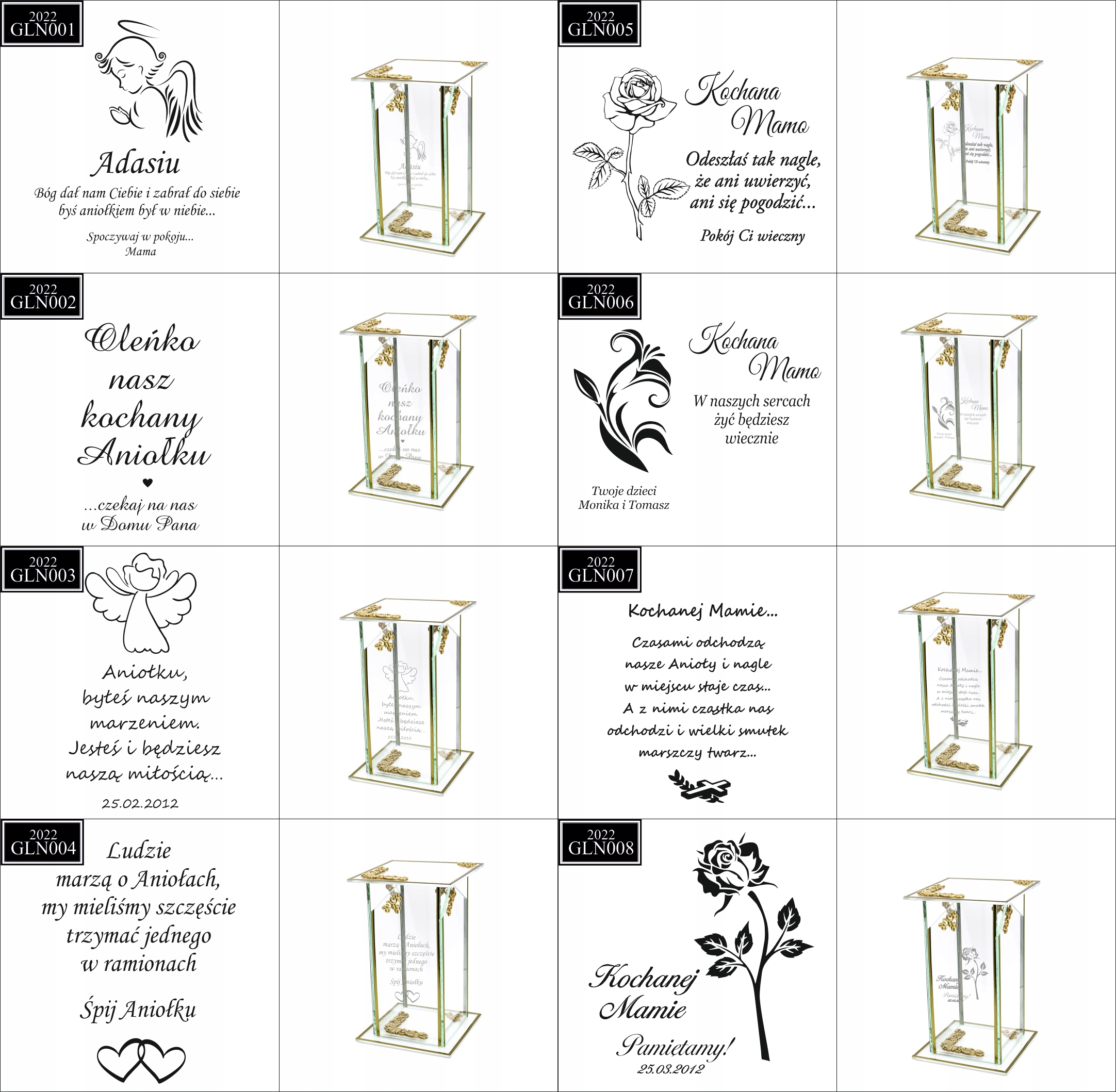 Ekskluzywny znicz szklany złoto biały PERSONALIZOWANY GRAWER dla SYNA