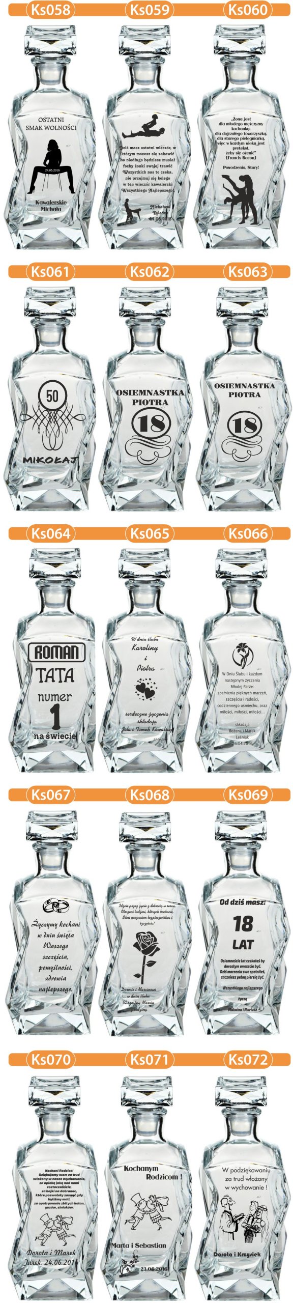 KARAFKA z grawerem + 6 szklanek PREZENT URODZINY