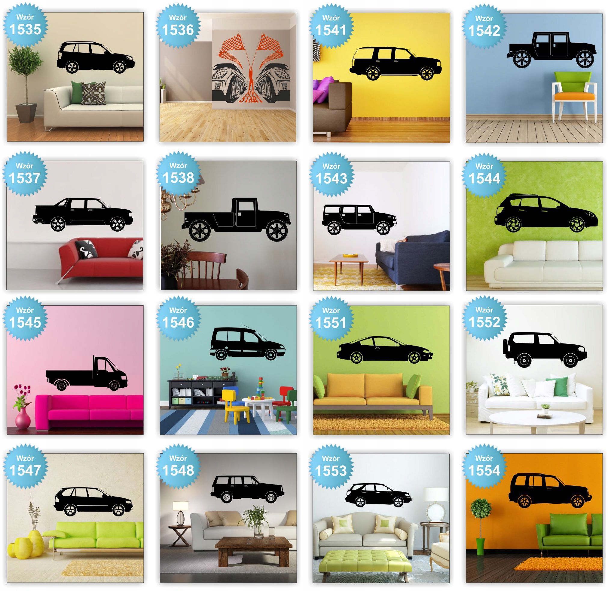 Naklejki na ścianę ścienne SAMOCHODY AUTA 120cm