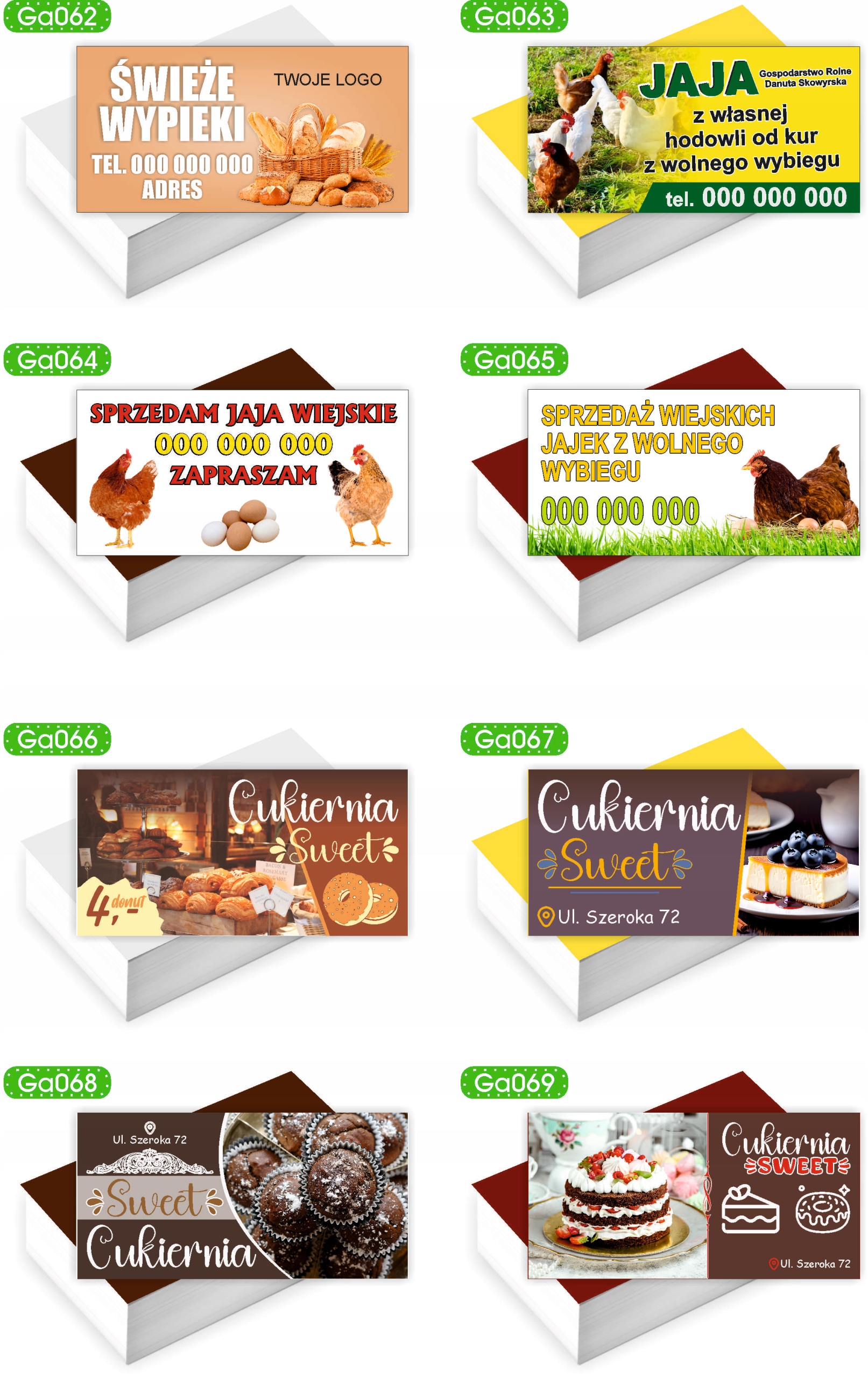 Wizytówki firmowe Foliowane 1000szt duży wybór wzorów GOFRY