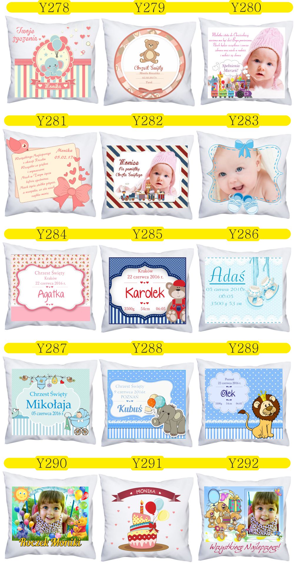 PODUSZKA METRYCZKA prezent CHRZEST roczek urodziny