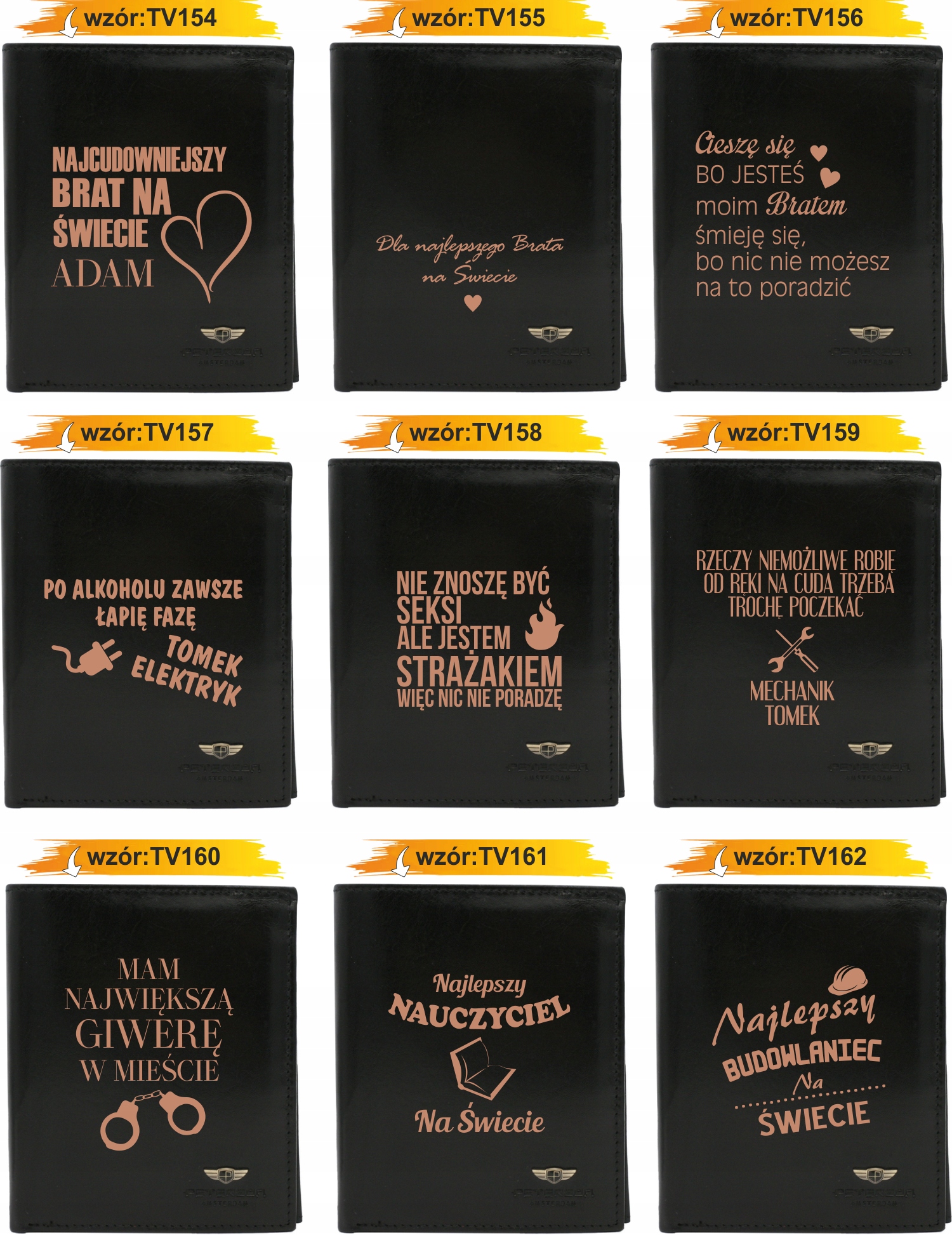 Portfel męski skórzany czarny GRAWEROWANY prezent dla kierowcy twój napis