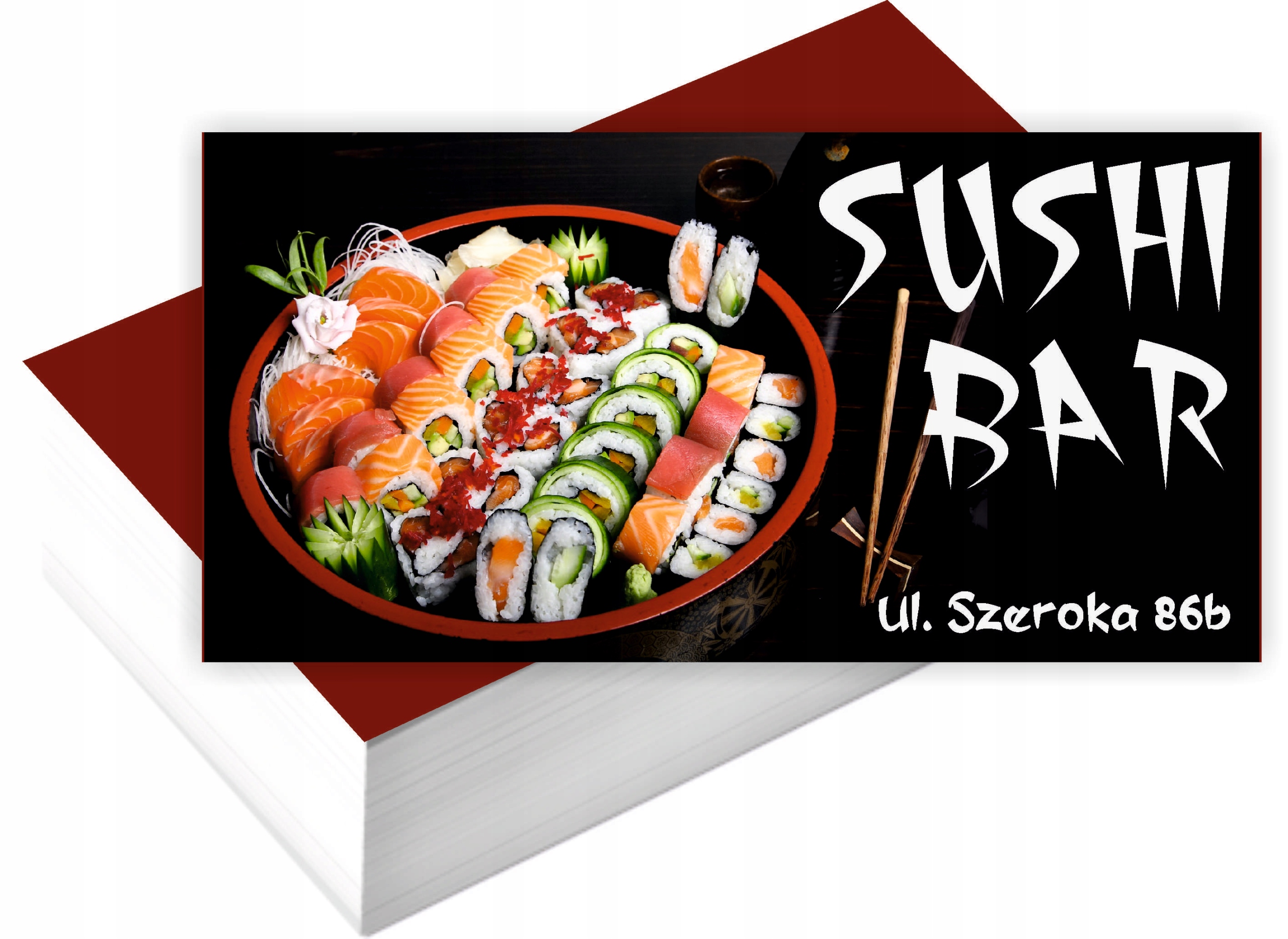 Wizytówki firmowe reklamowe 200szt różne wzory gotowy projekt SUSHI BAR