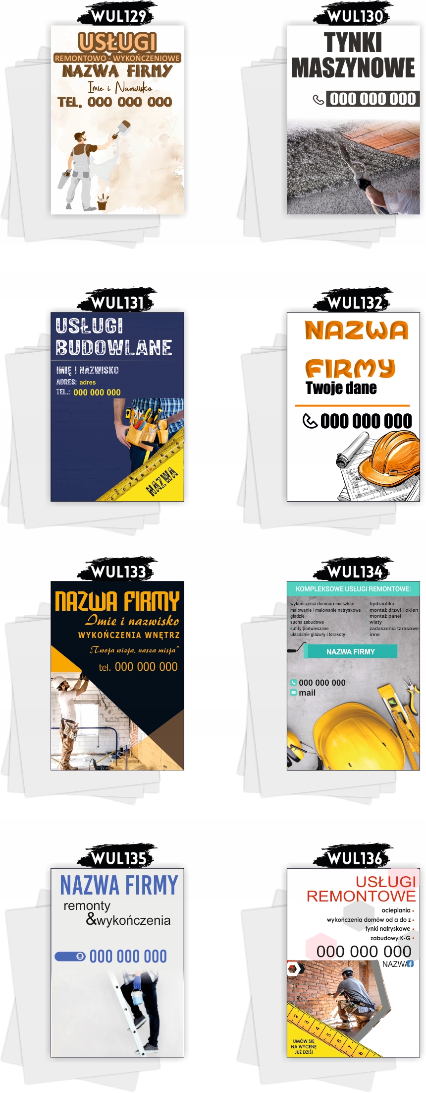 Ulotki A4 reklamowe firmowe 5000 szt różne wzory USŁUGI BUDOWLANE