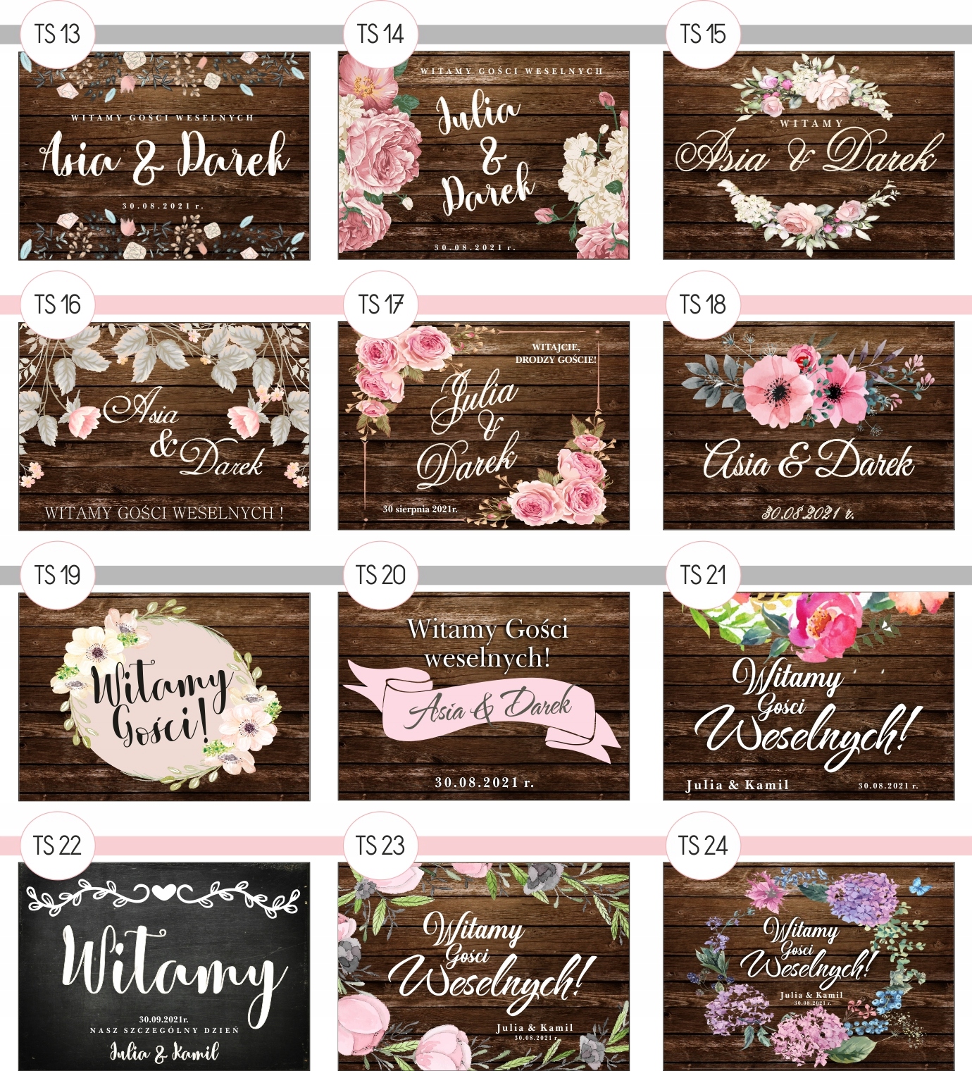 TABLICE powitalna na ślub rustykalna wesele 70x50