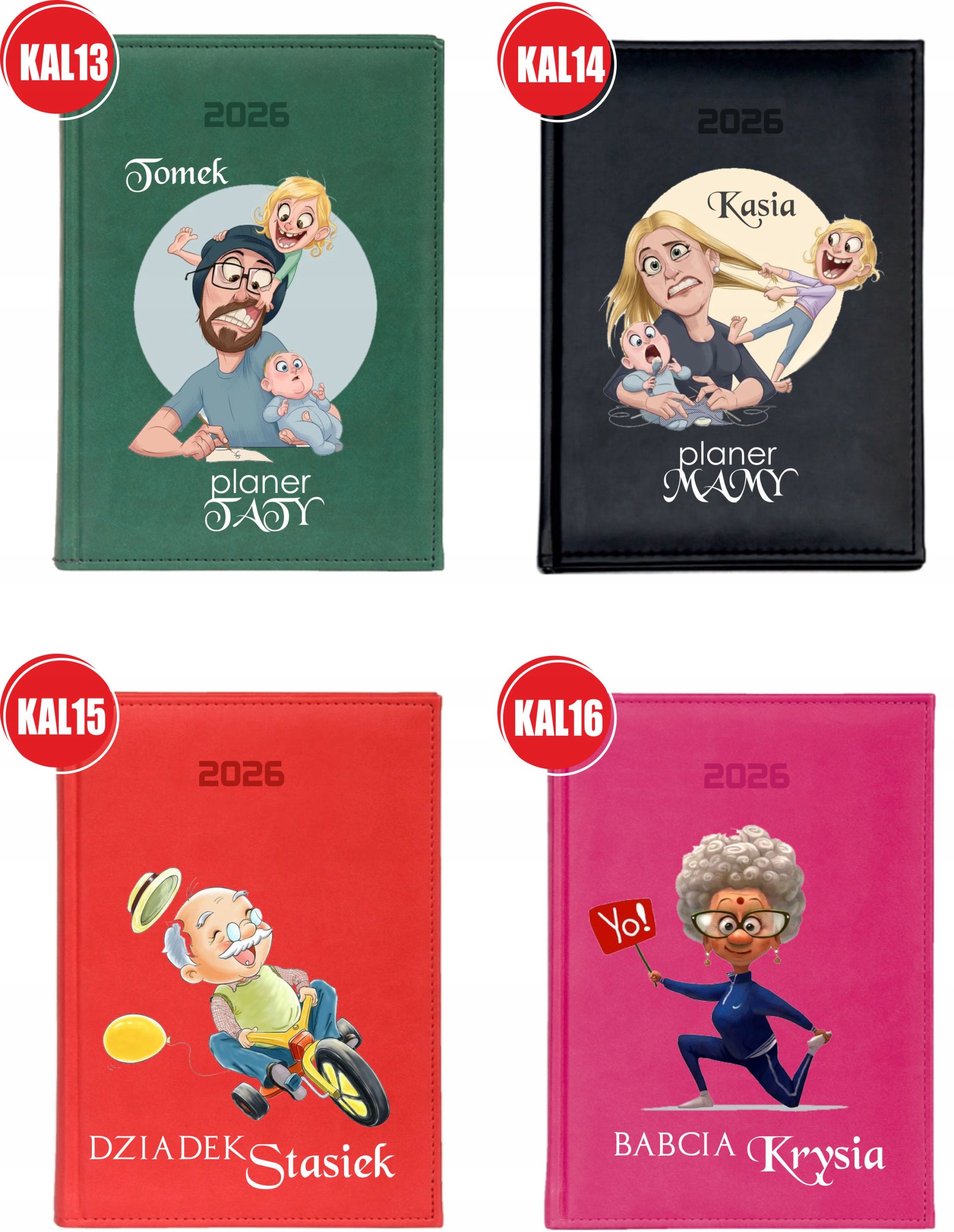 KALENDARZ A6 2026 TYGODNNIOWY terminarz z nadrukiem imieniem DLA BABCI