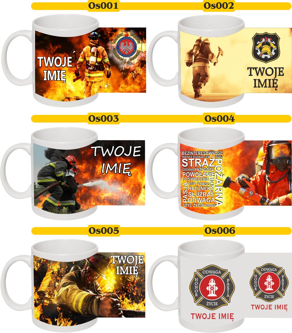 Straż pożarna OSP kubek strażaka z nazwą jednostki