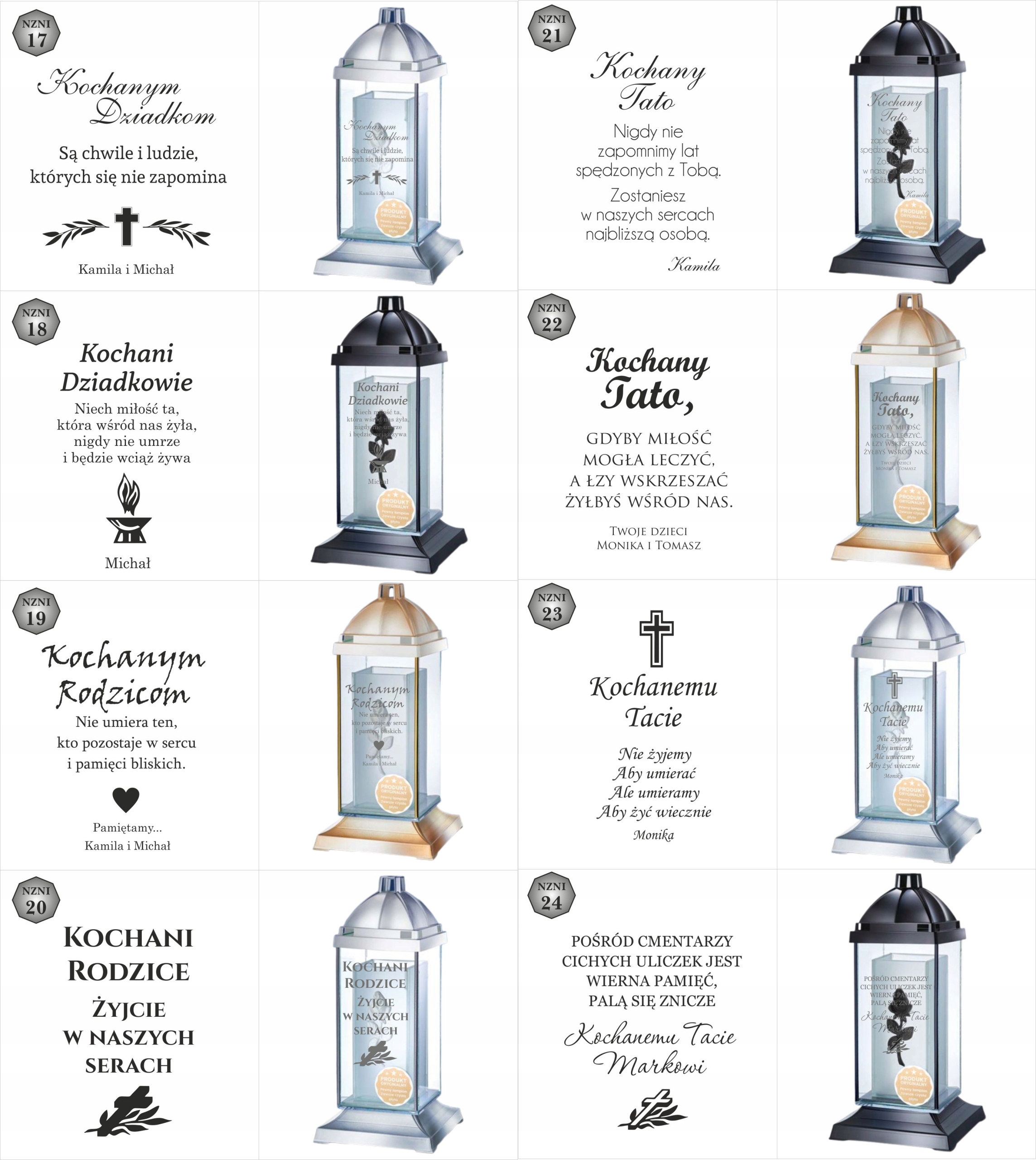 Luksusowy znicz personalizowany cytat grawer z napisem dedykacją inicjałami