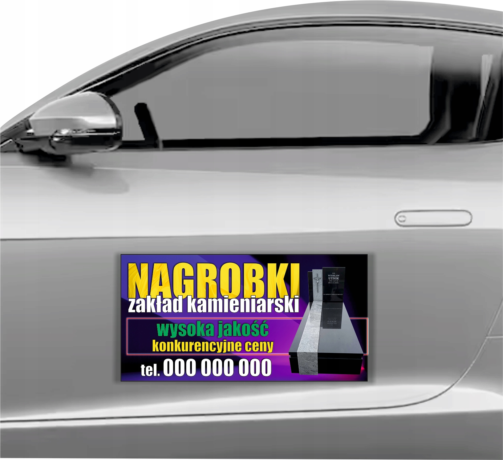 MAGNES NA SAMOCHÓD MATA MAGNETYCZNA REKLAMOWA 60X30 CM NAGROBKI