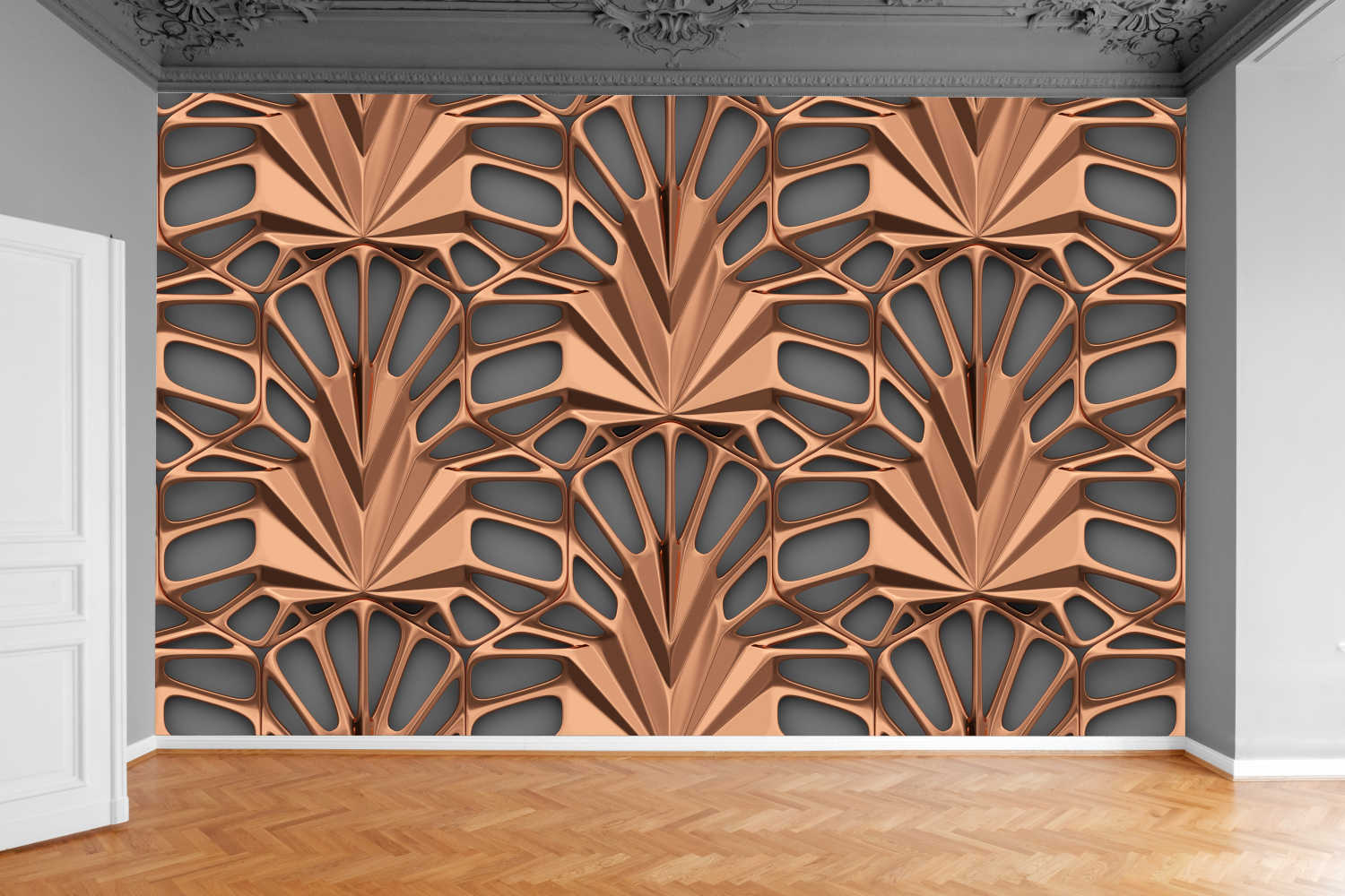 Fototapeta PŁYTKI LIŚCIE MIEDZIANE 3D 200x130