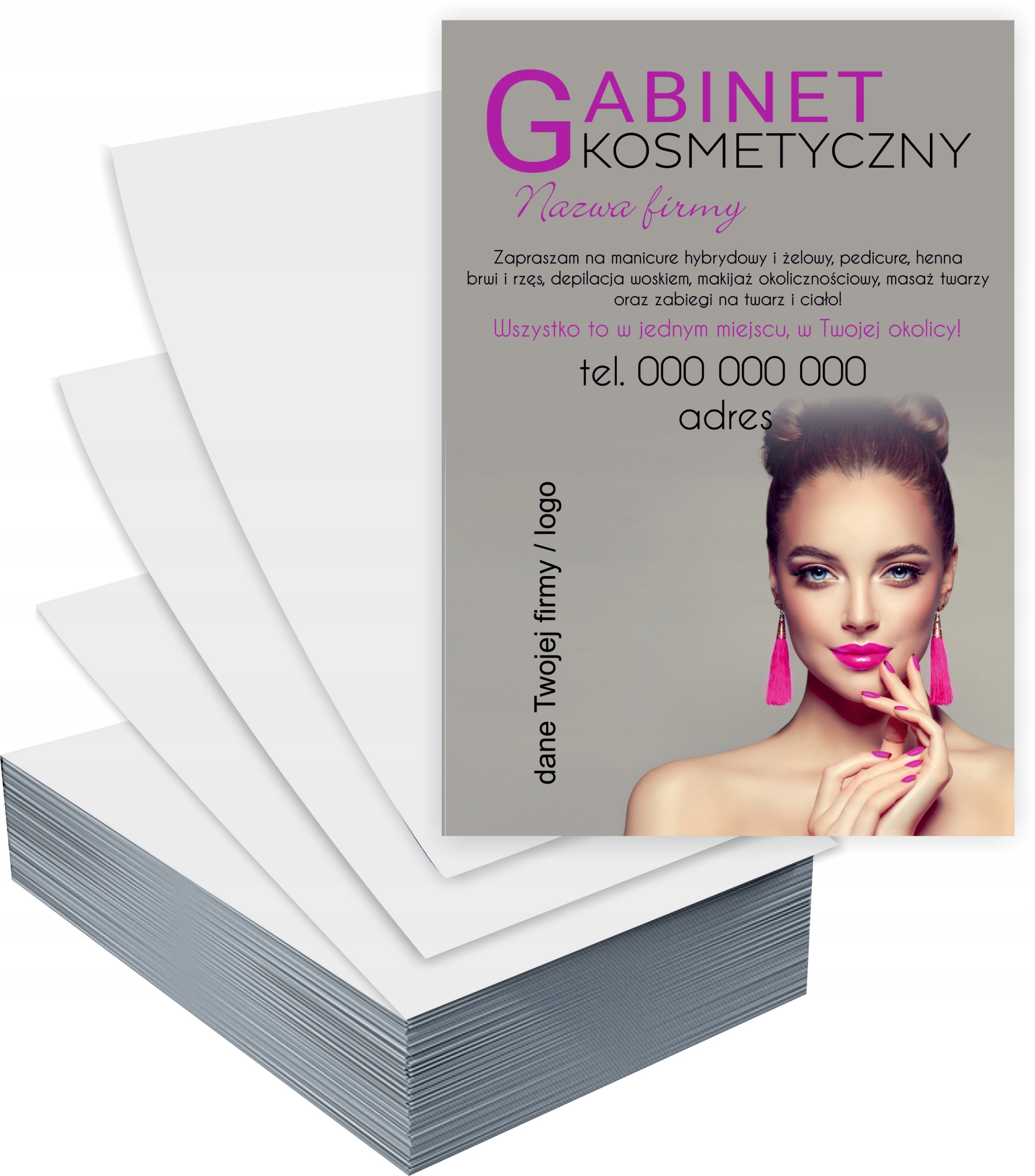 Ulotki A5 5000 szt firmowe reklamowe GABINET KOSMETYCZNY+ PROJEKT GRATIS
