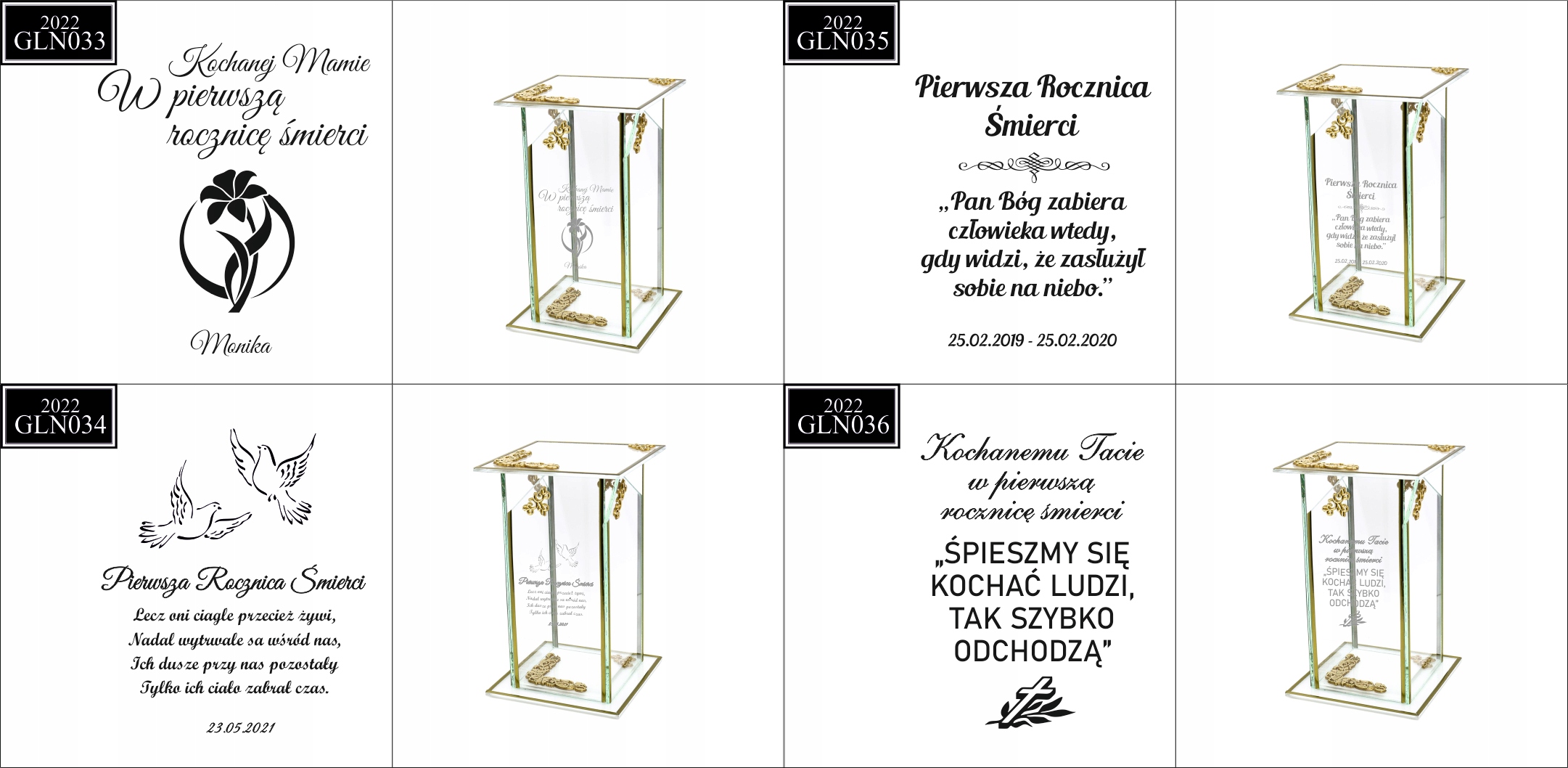 Ekskluzywny znicz szklany złoto biały PERSONALIZOWANY GRAWER dla SZWAGIERKI