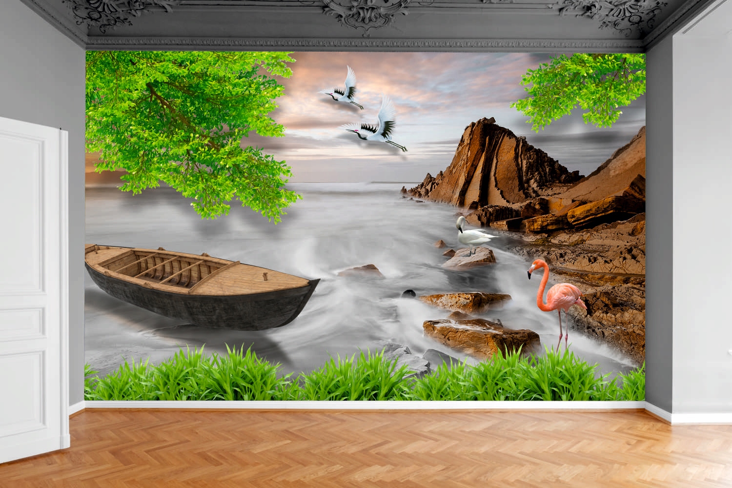 Fototapeta ŁÓDKA KAJAK PTAKI PELIKANY 300x210