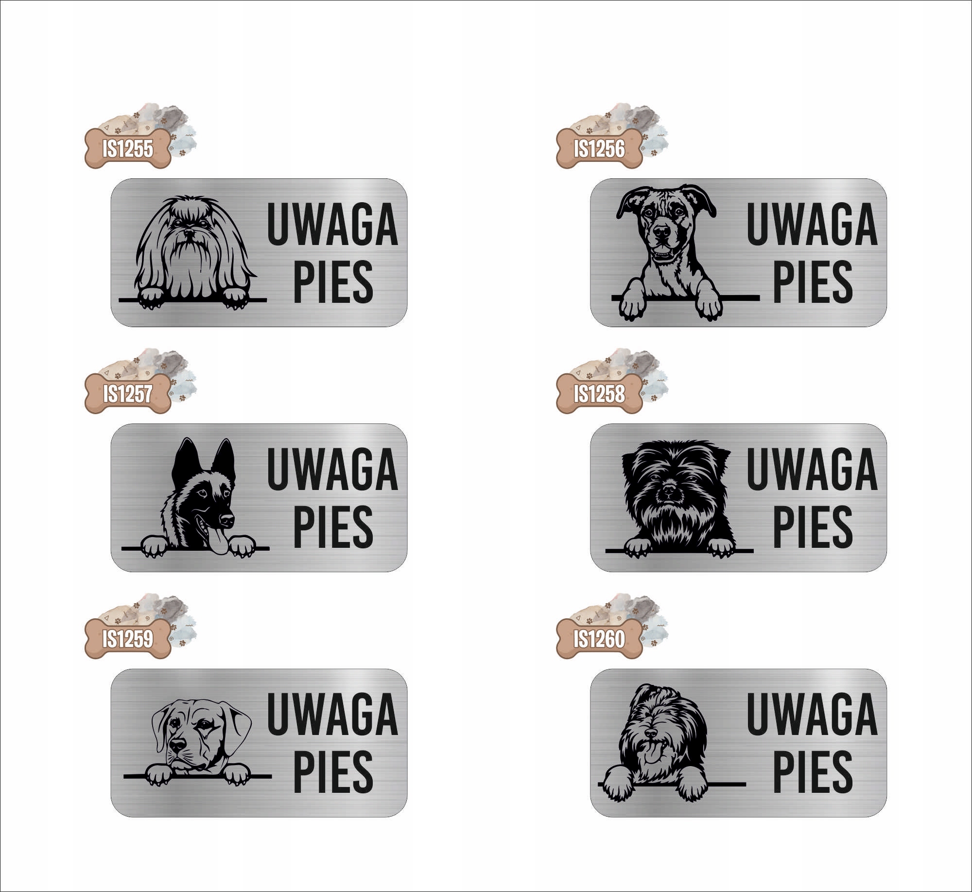 GRAWER Tabliczka nierdzewna 20x10 UWAGA PIES Lhasa apso