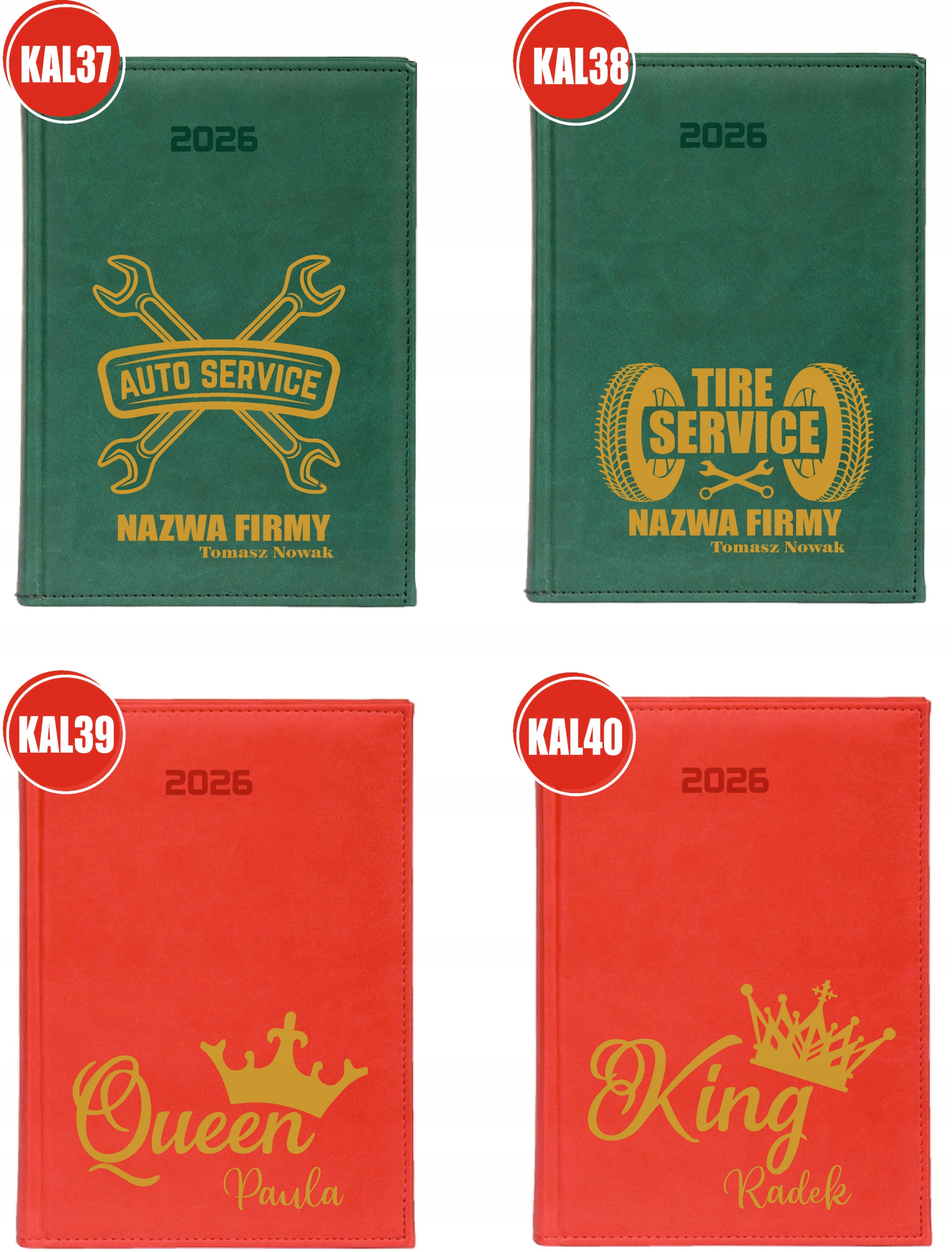Stylowy prezent kalendarz książkowy A5 2026 rok z nadrukiem UV z imieniem