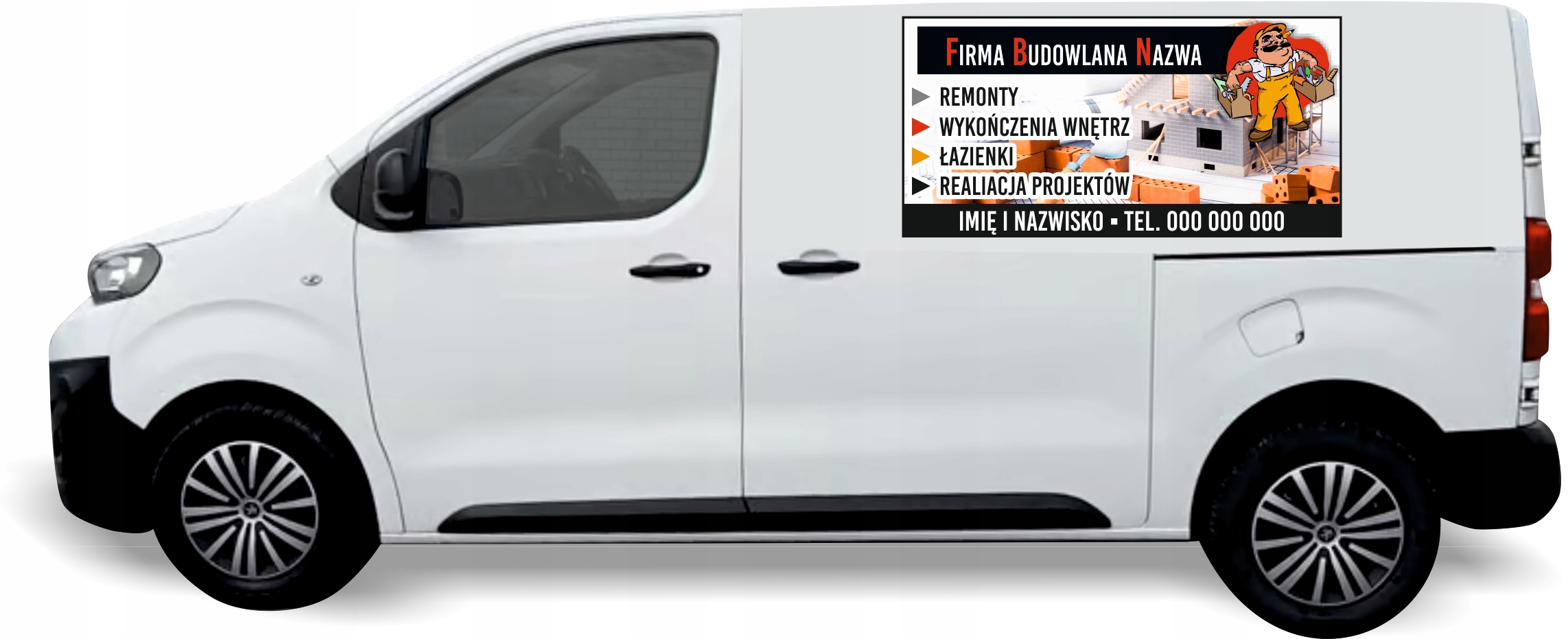 Reklama Naklejka na samochód 0,5 m2 FIRMA BUDOWLANA REMONTOWA