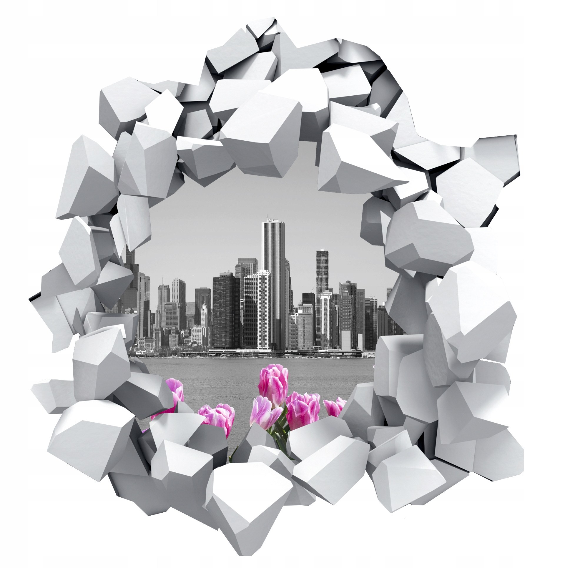 Naklejka samoprzylepna efekt 3D Nowy York big city