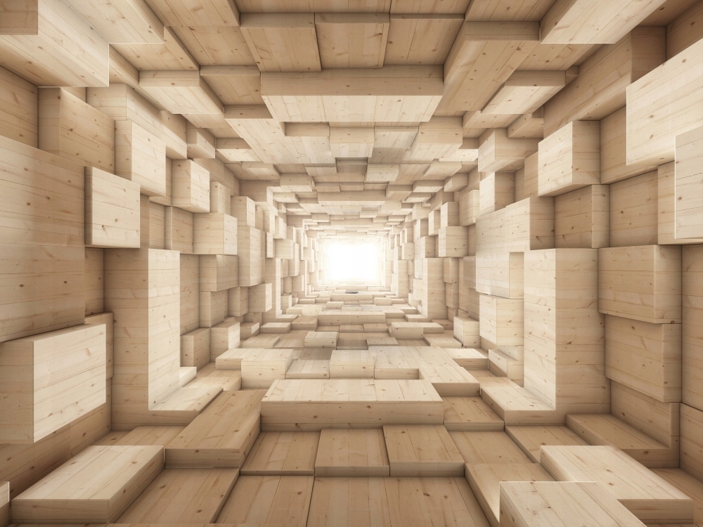 FOTOTAPETA ABSTRAKCJA TUNEL DREWNO DESKI 395x280