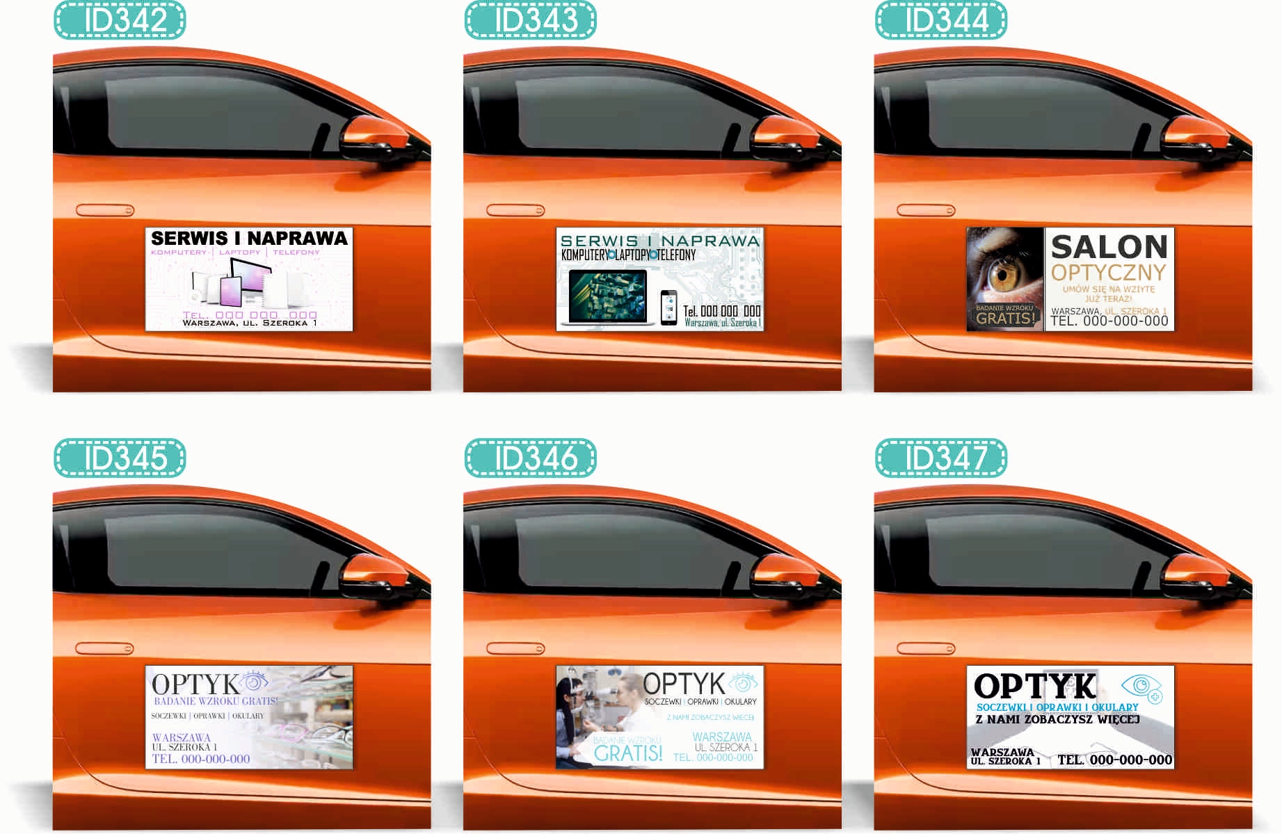 Magnes na samochód reklama magnetyczna 60x30 KOMPLEKSOWE USŁUGI PPOŻ BHP