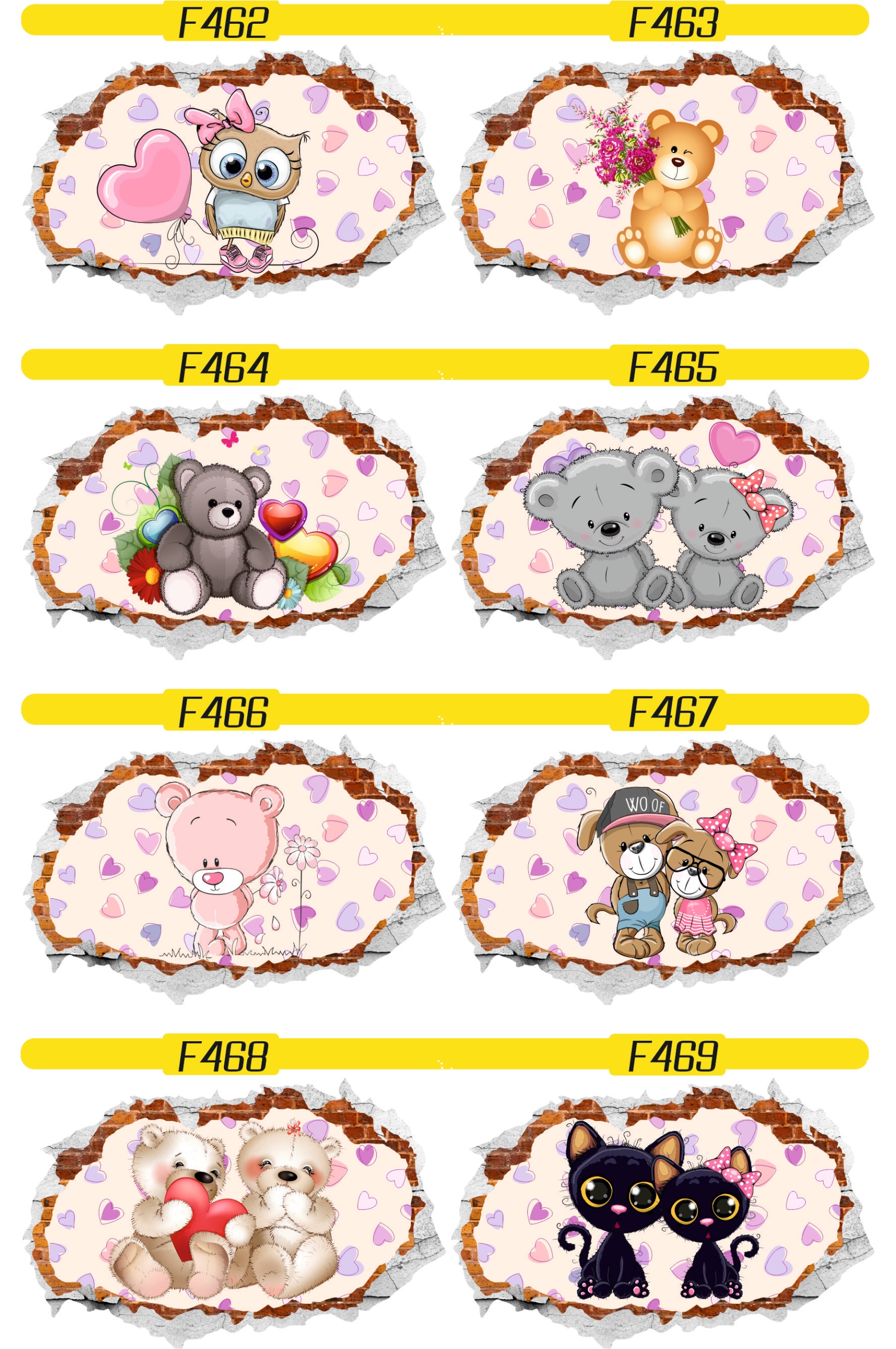 Naklejka samoprzylepna efekt 3D pluszowe misie HIT